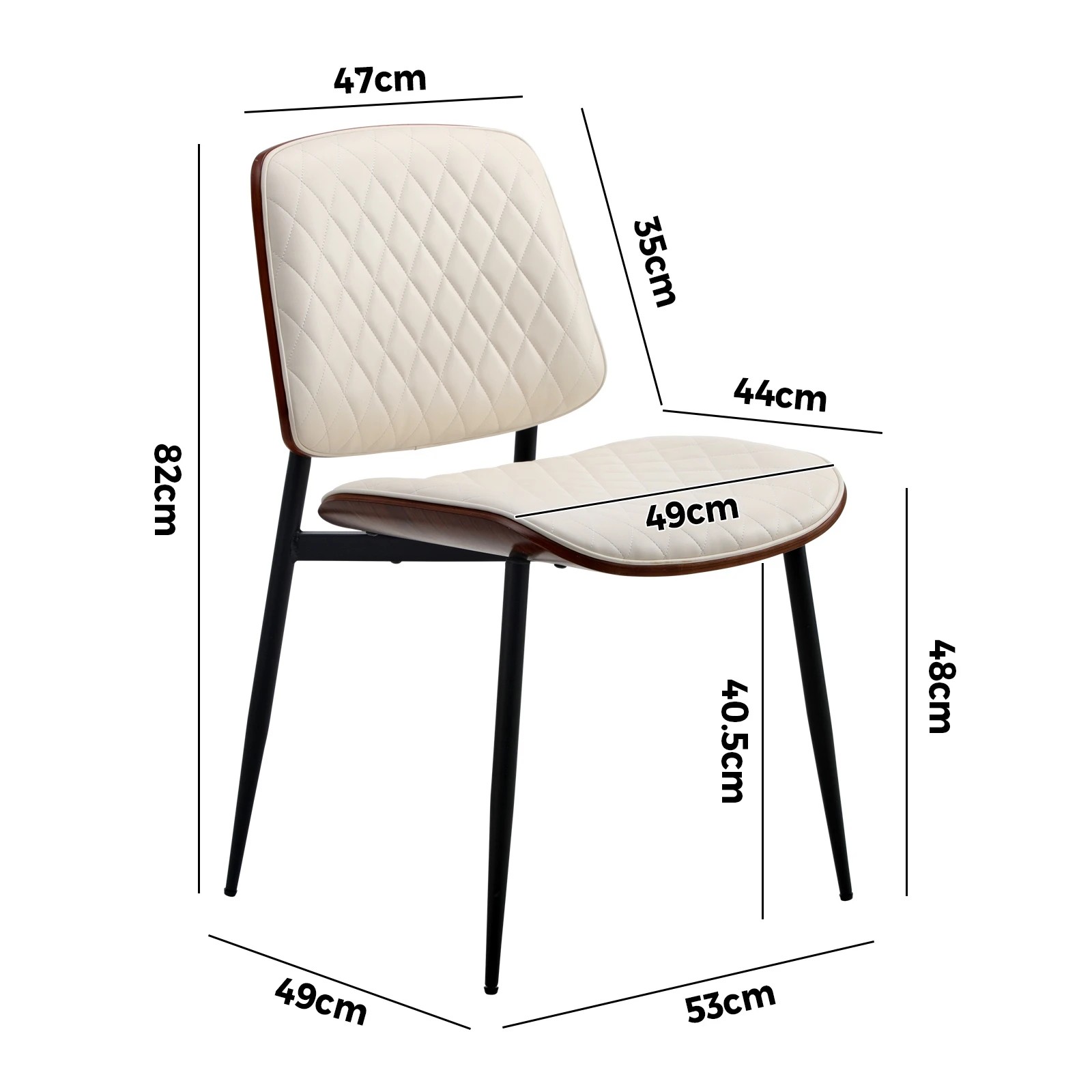 4 Oikiture 2x Dining Chairs Retro Faux Leather Solid Beech Wood Metal Legs
 - White, 4 of 10