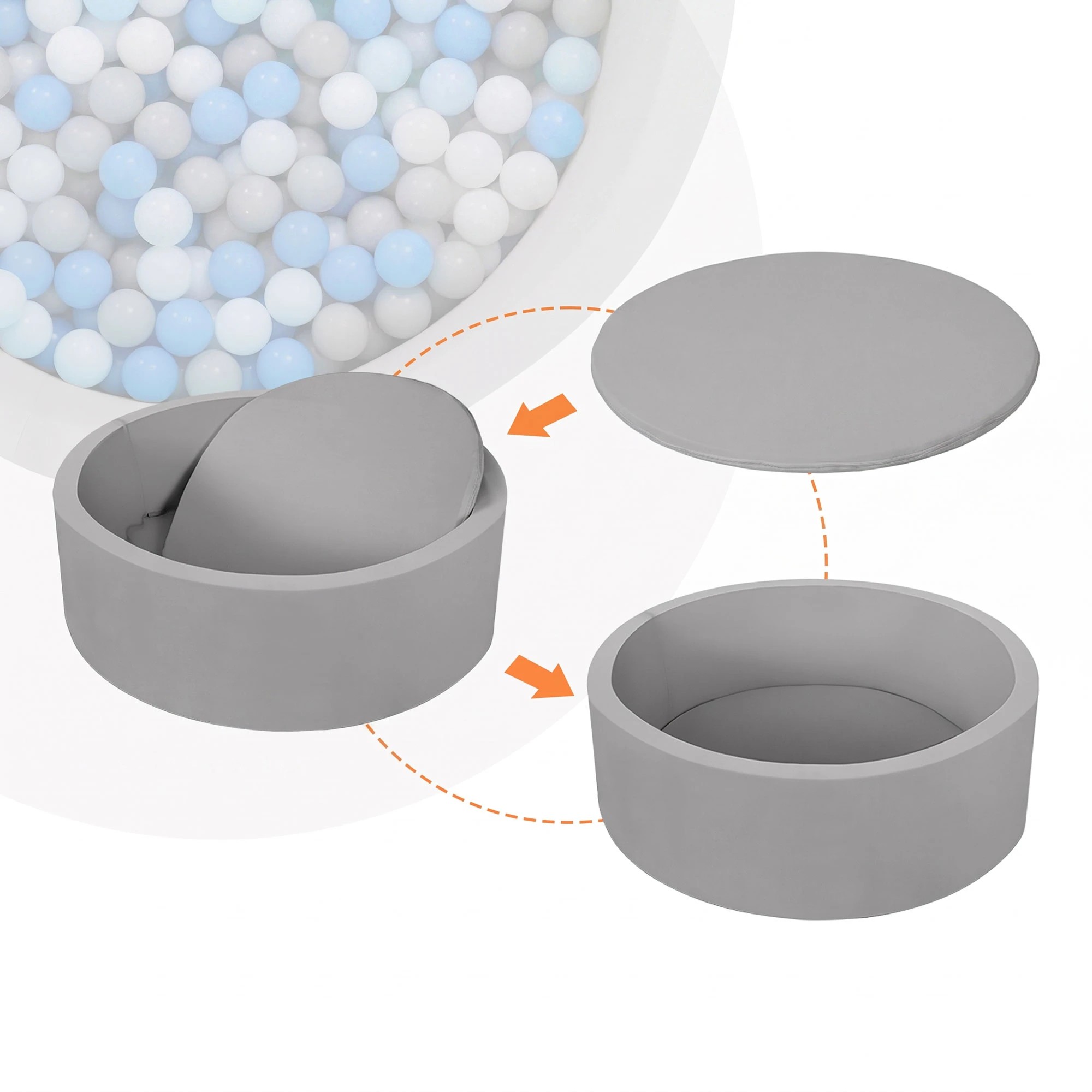 1 Keezi Kids Ball Pit 90x30cm Ocean Foam Play Pool Barrier Toys Children - Grey, 1 of 7