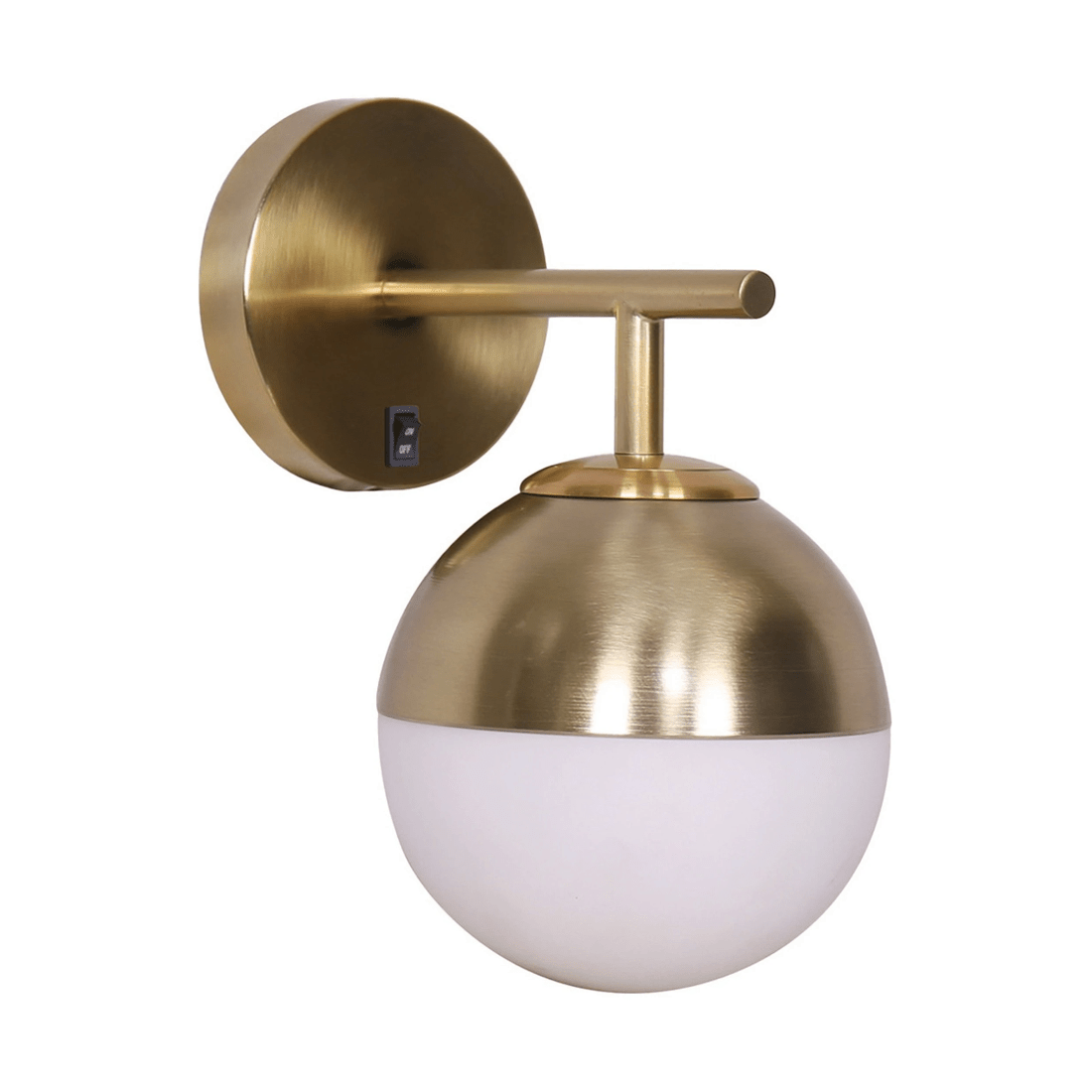 1 Sarantino Wall Lamp With Gold Metal Base And White Glass Shade, 1 of 10