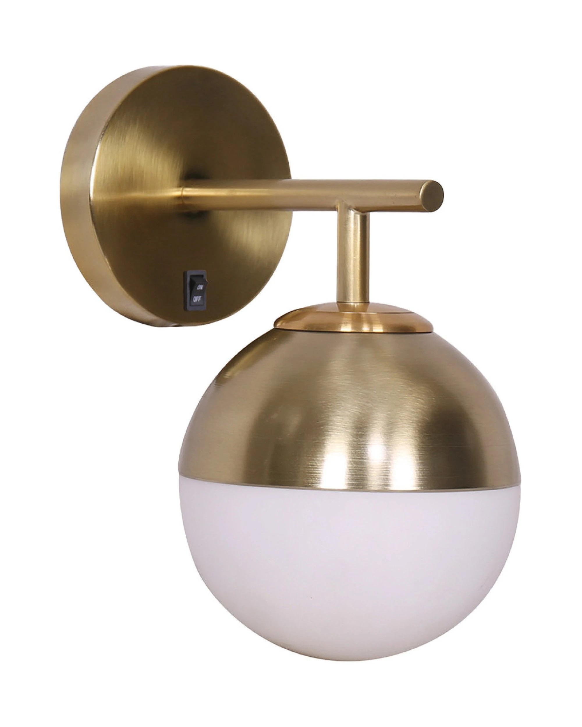 1 Sarantino Wall Lamp With Gold Metal Base And White Glass Shade, 1 of 10