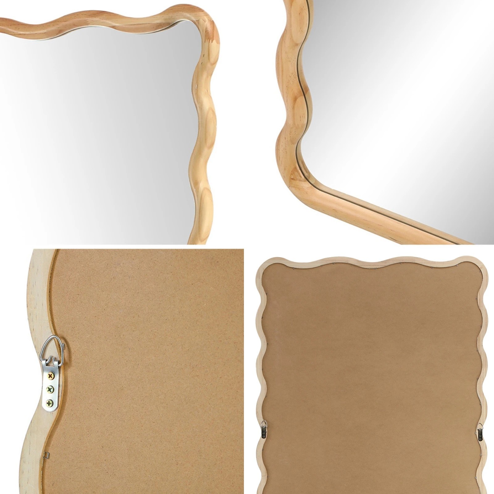 5 Oikiture Wooden Full Length Mirror 165x60cm Wavy Dressing Floor Mirrors
 - Natural, 5 of 9