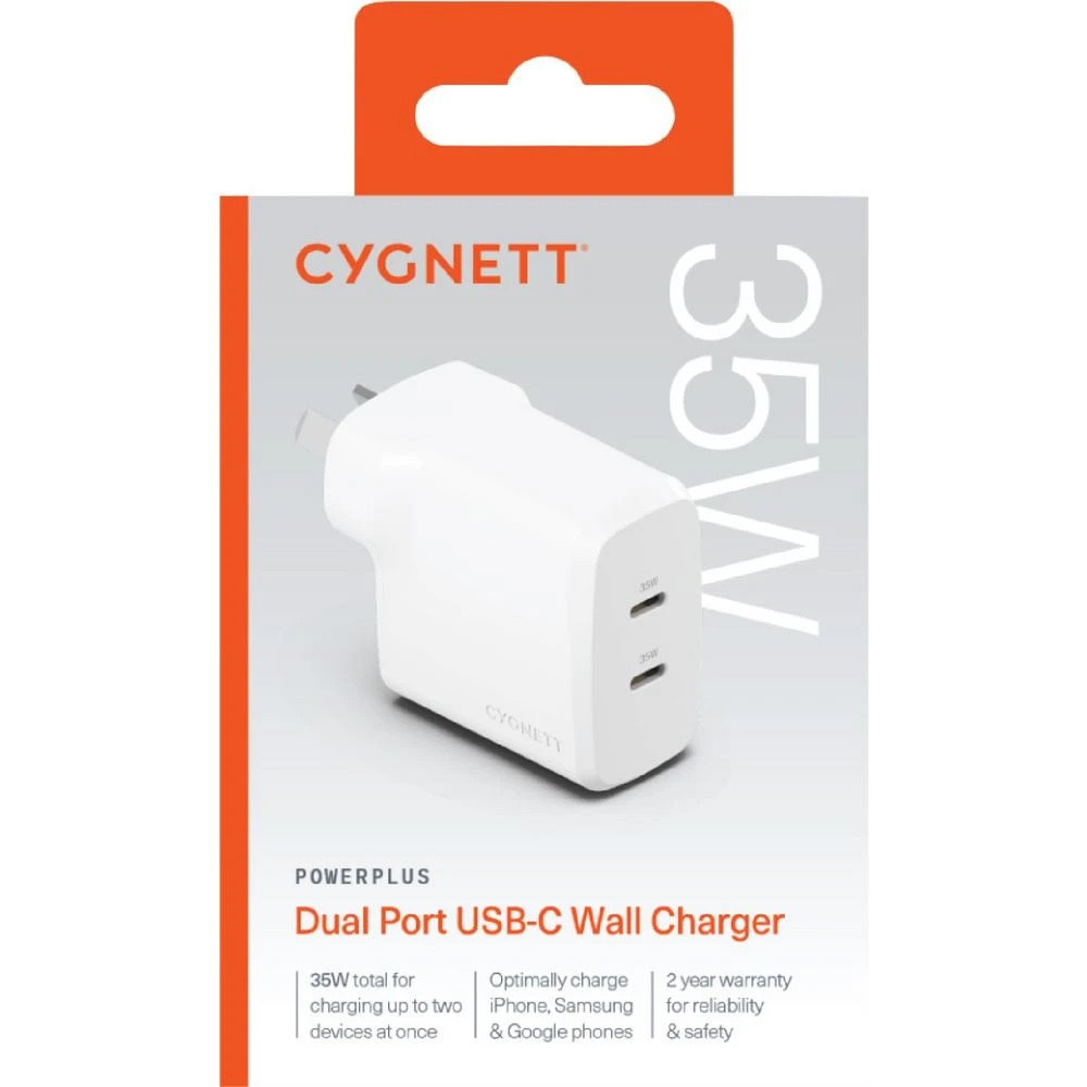 3 Cygnett PowerPlus Dual USB-C Wall Charger 35w White, 3 of 3
