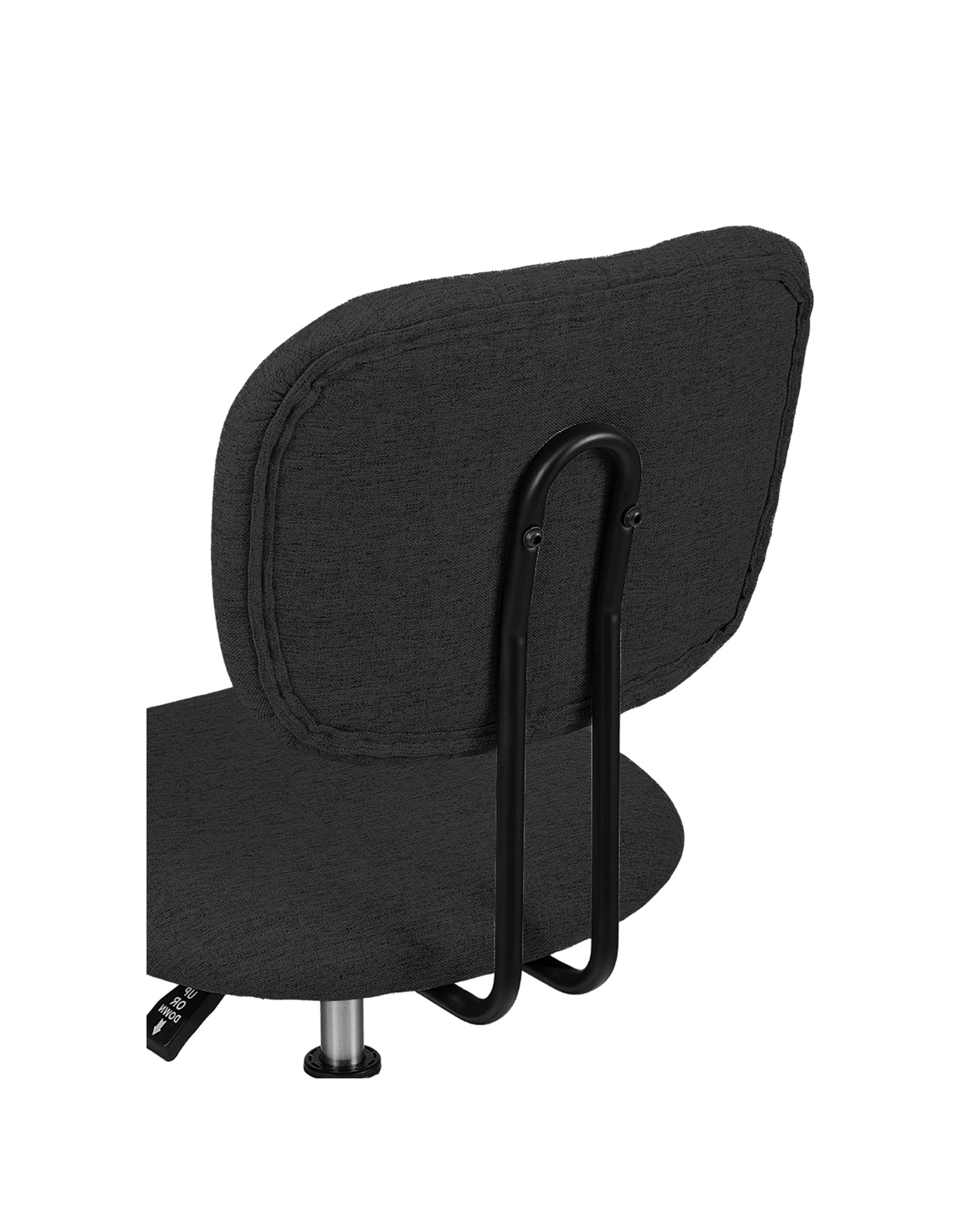 4 Artiss Armless Office Chair w/ Wheels, 360° Swivel, Height Adjustable, Fabric Seat & Back - Black, 4 of 7
