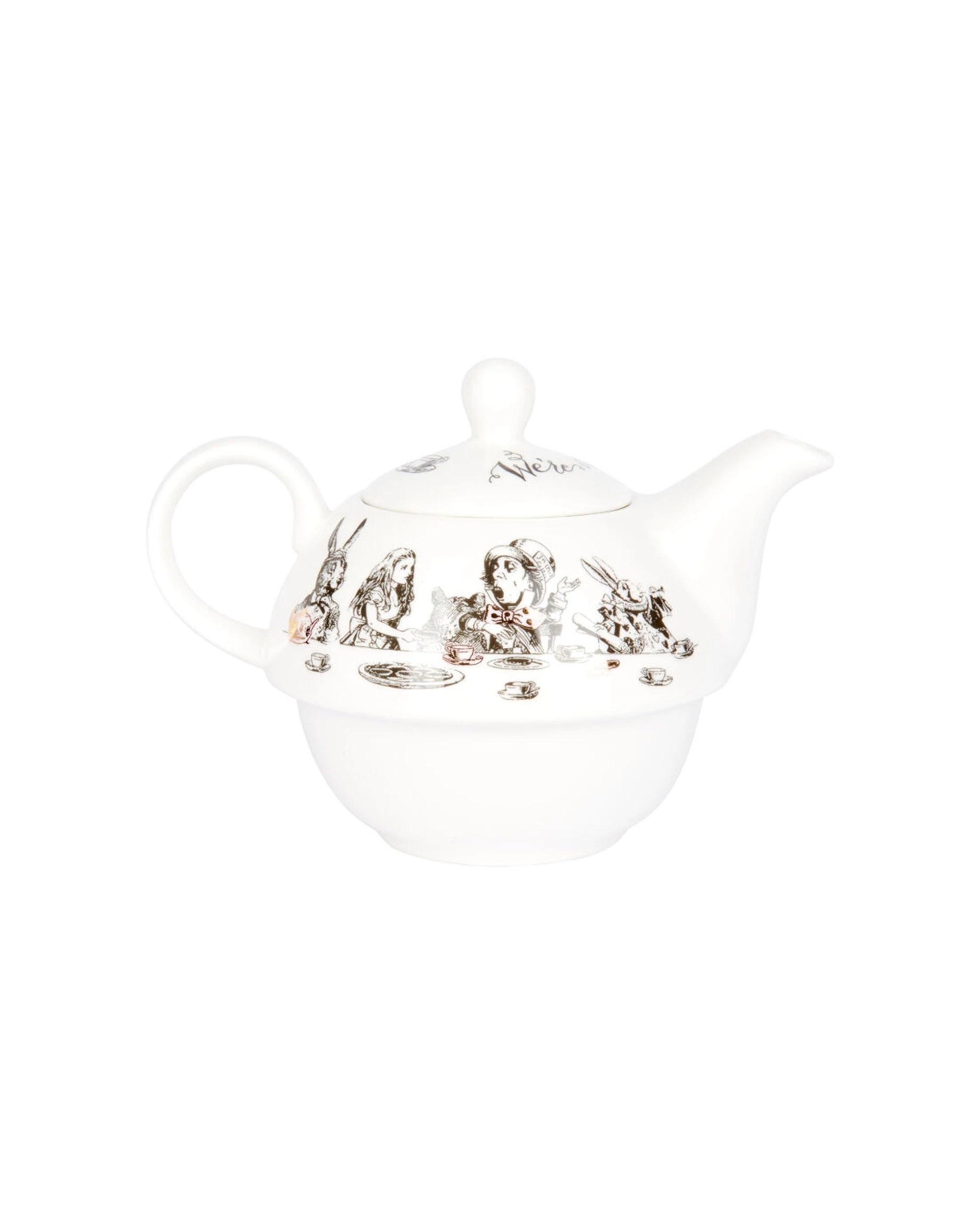4 Mikasa 2pc Alice In Wonderland Tea For One Pot and Cup Set - White, 4 of 7