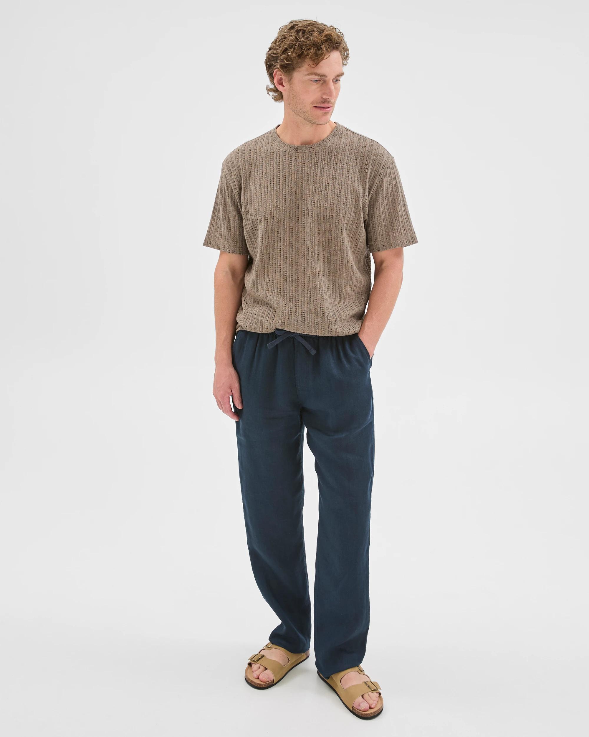 1 Target Man European Linen Full Length Pants NAVY, 1 of 7