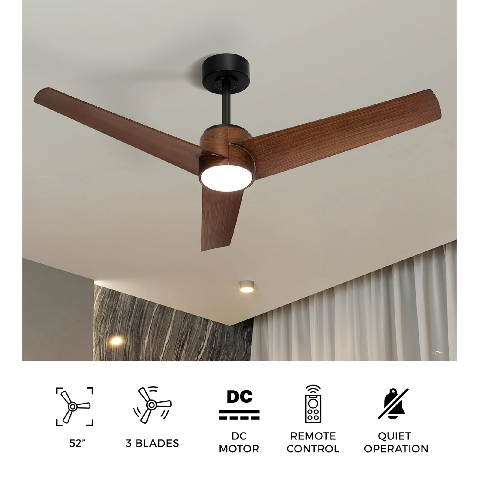 4 Vevare 132cm DC Ceiling Fan with LED Light 5 Speed, 4 of 10