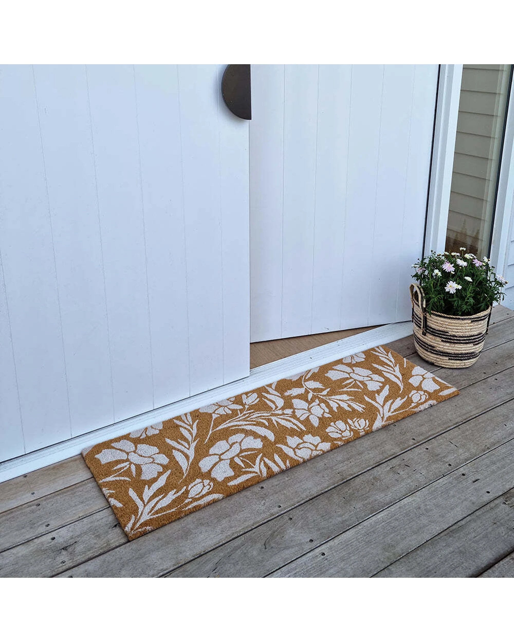3 J.Elliot Home PVC Backed Coir Mat 40x120cm Jasmine Floral Durable 40x120cm - Pattern, 3 of 3