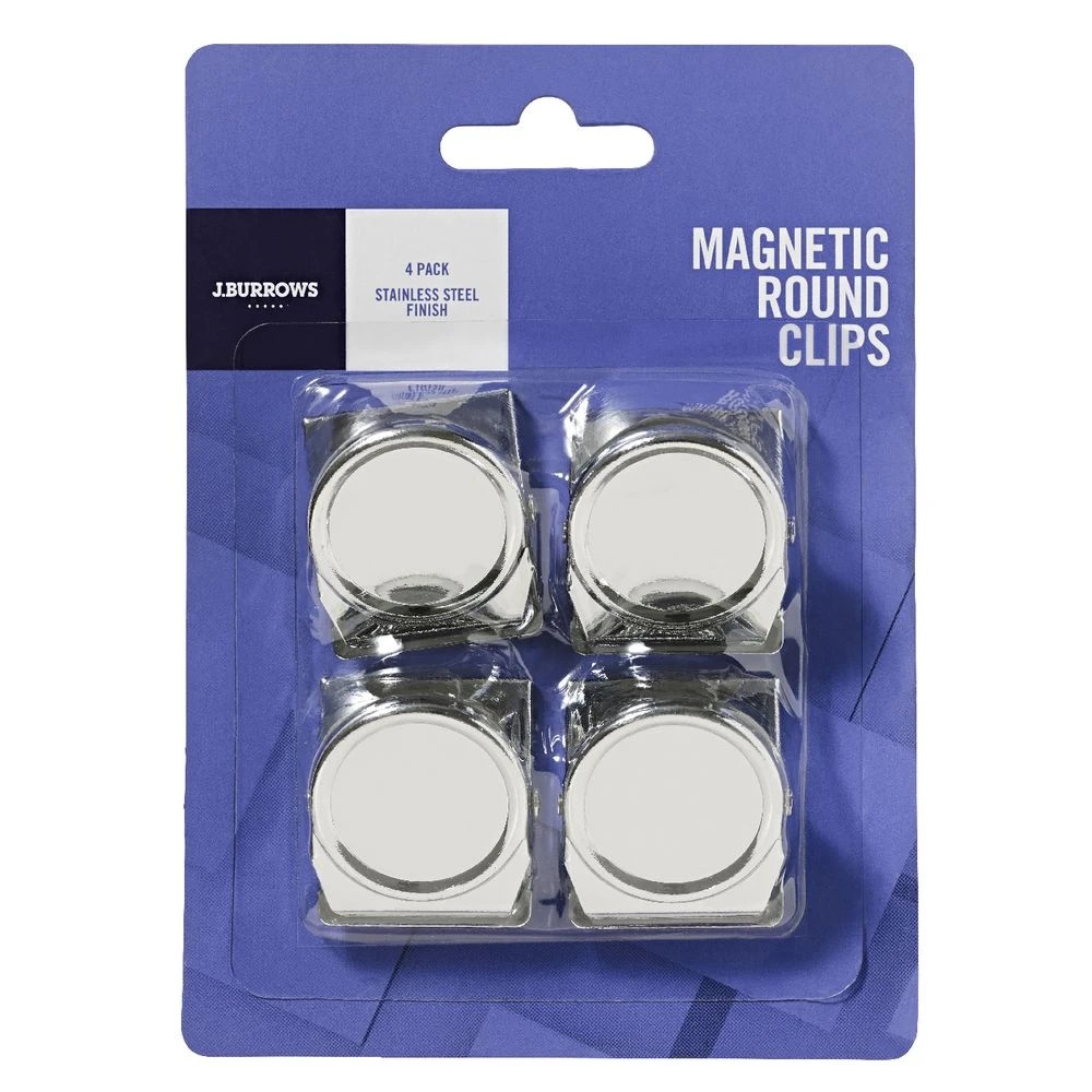 2 J.Burrows Magnetic Clips Round Stainless 4 Pack, 2 of 3