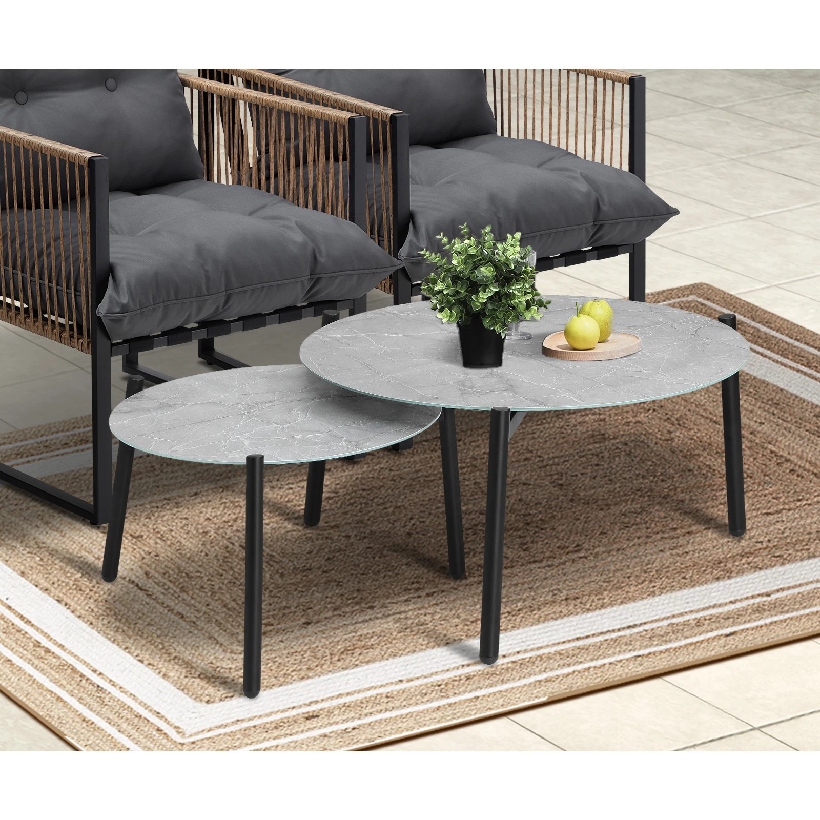 6 Livsip Outdoor Patio Setting Furniture Grey Coffee Table Set Rattan Chairs 6pcs
 - Multi, 6 of 10