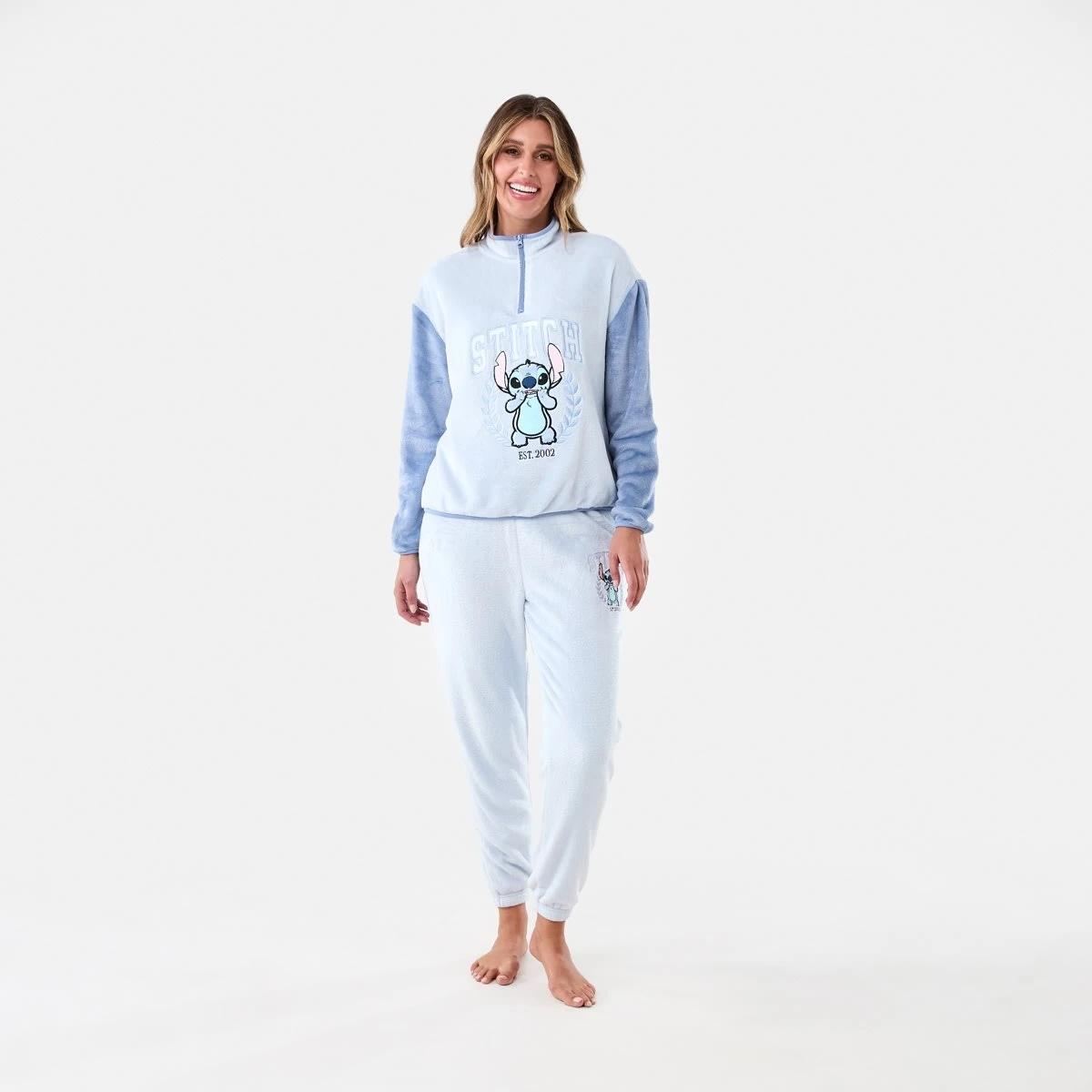 1 Disney Lilo & Stitch License Fleece Top and Pants Pyjama Set Stitch Emb, 1 of 7