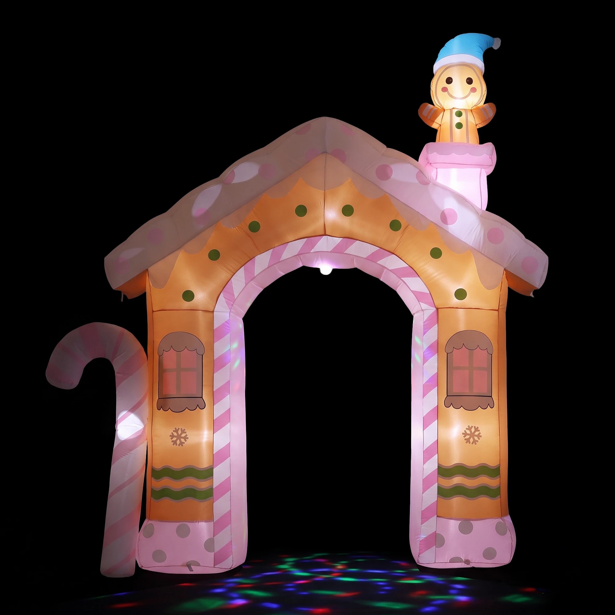 5 Jingle Jollys Christmas Inflatable Gingerbread Man Candy 3.2M Illuminated Decorations - Multi, 5 of 9