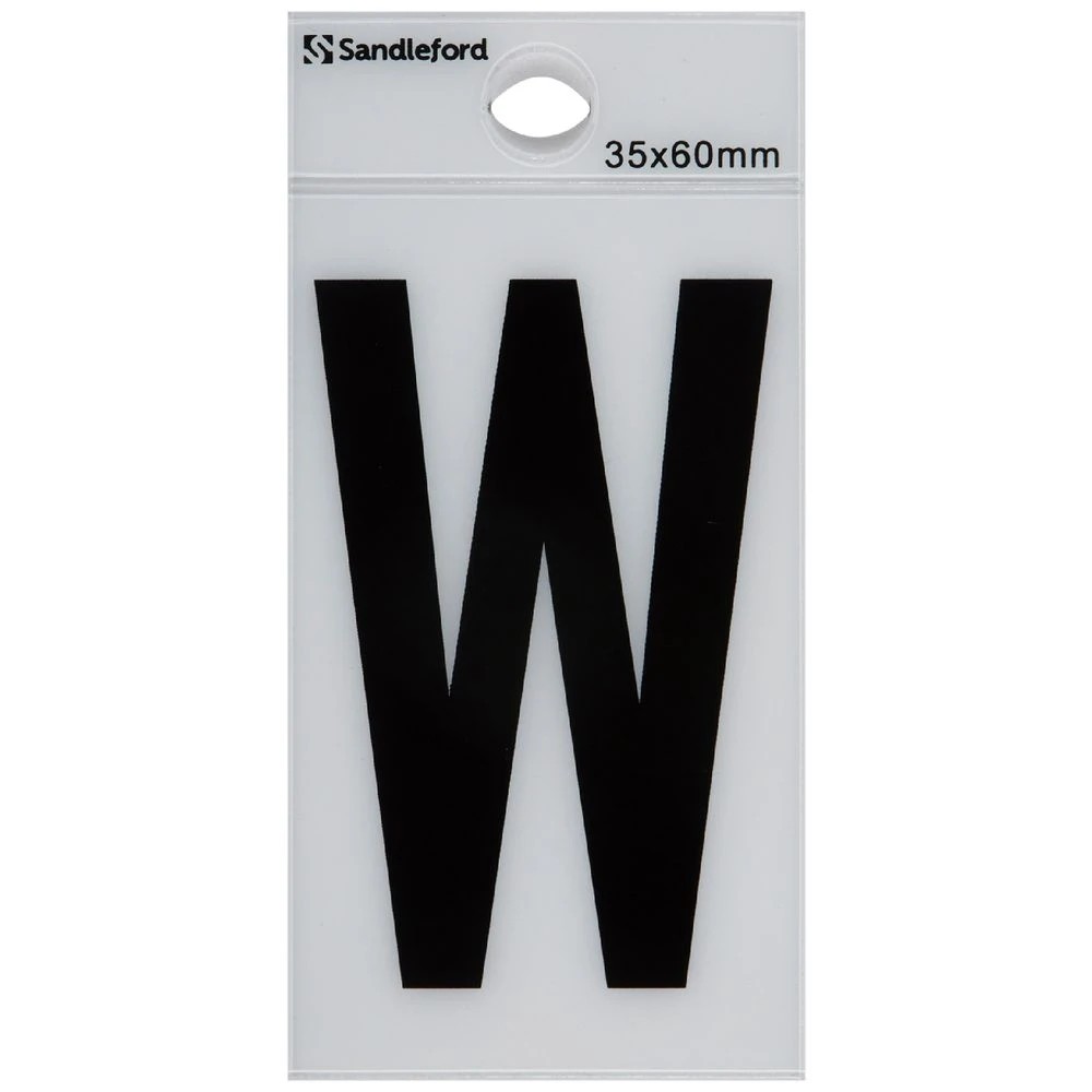 1 Sandleford W Self-adhesive Letter White 60 x 35mm, 1 of 1
