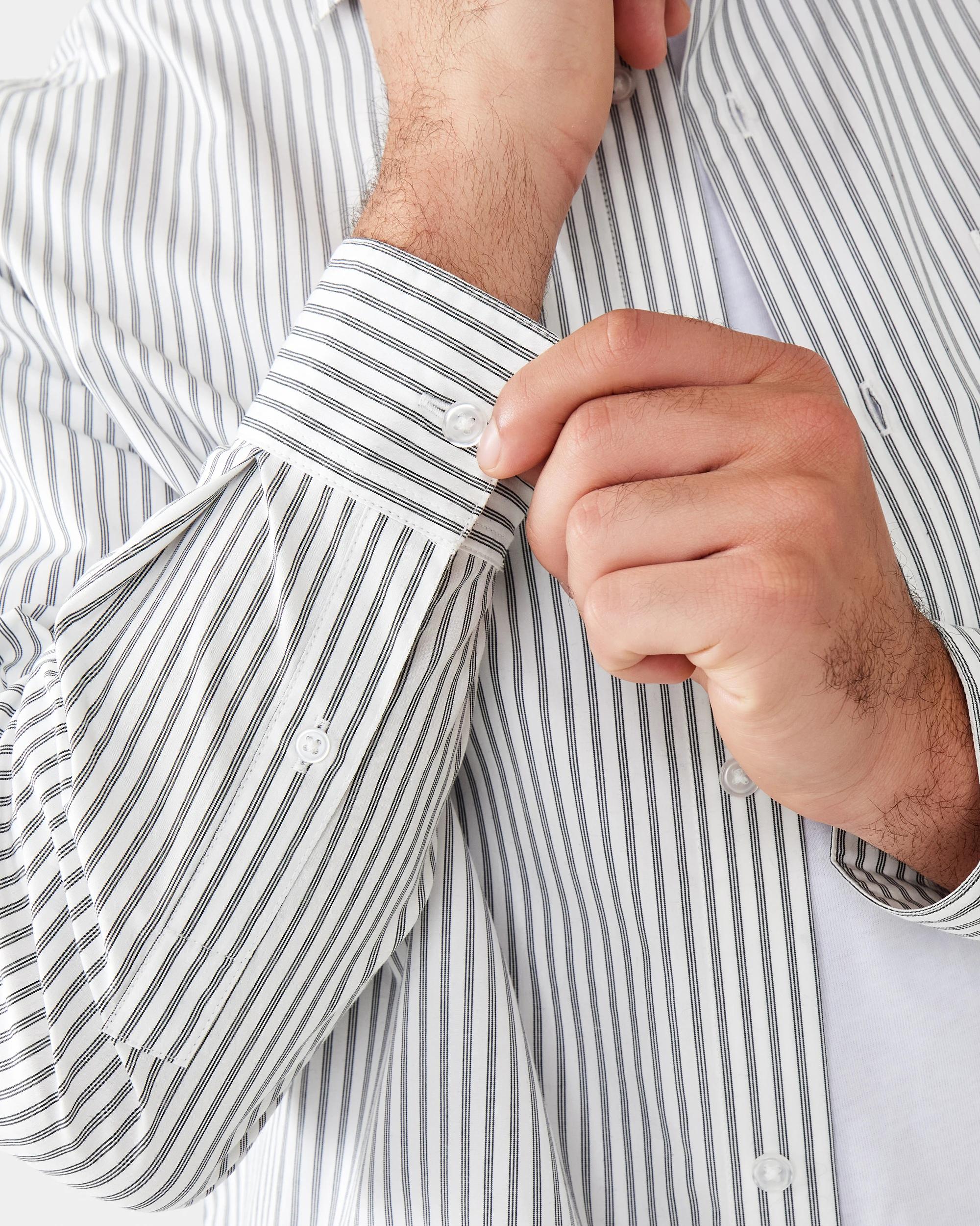 9 Long Sleeve Relaxed Poplin Shirt Wht Stripe, 9 of 9