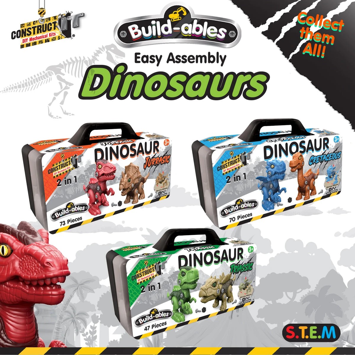 1 Construct-it Build-ables Dinosaurs 2 In 1 Jurassic, 1 of 6