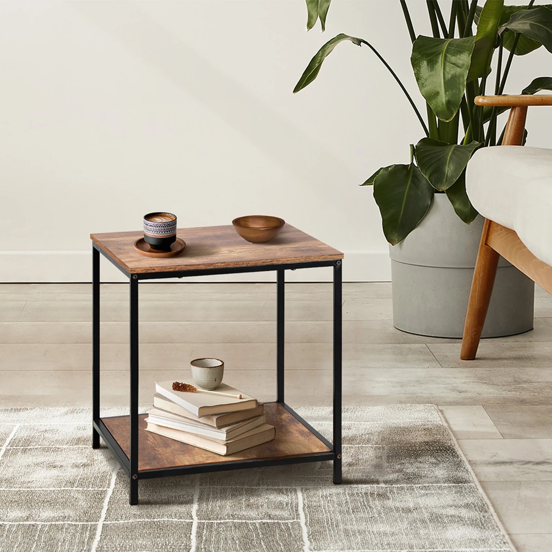 5 Oikiture Side End Table Coffee Table Bedside Shelf 2-tier
 - Multi, 5 of 8