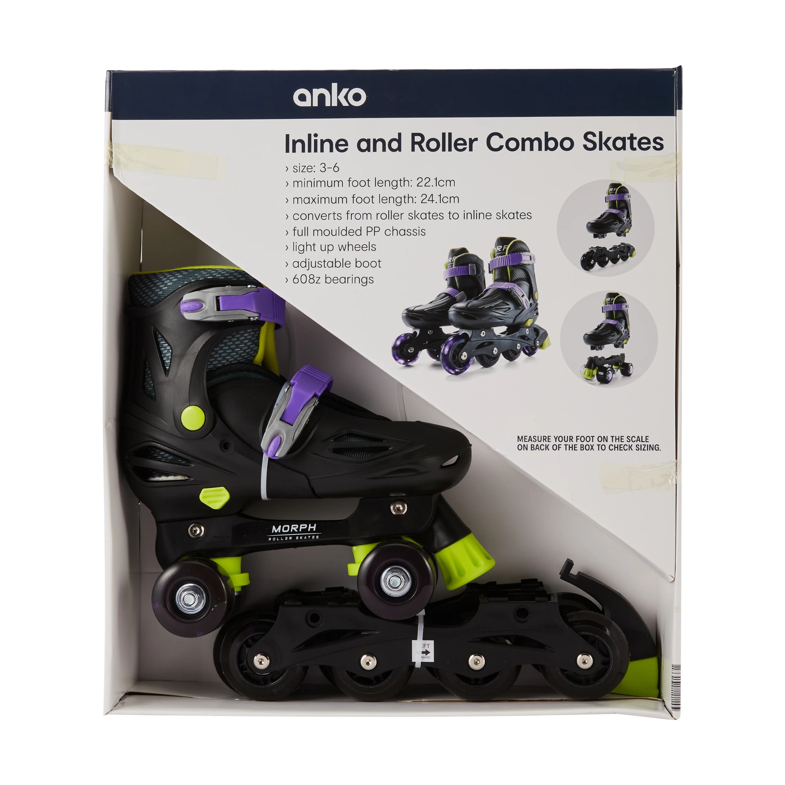 9 Inline and Roller Combo Skates - Black, Size 3 to 6, 9 of 10