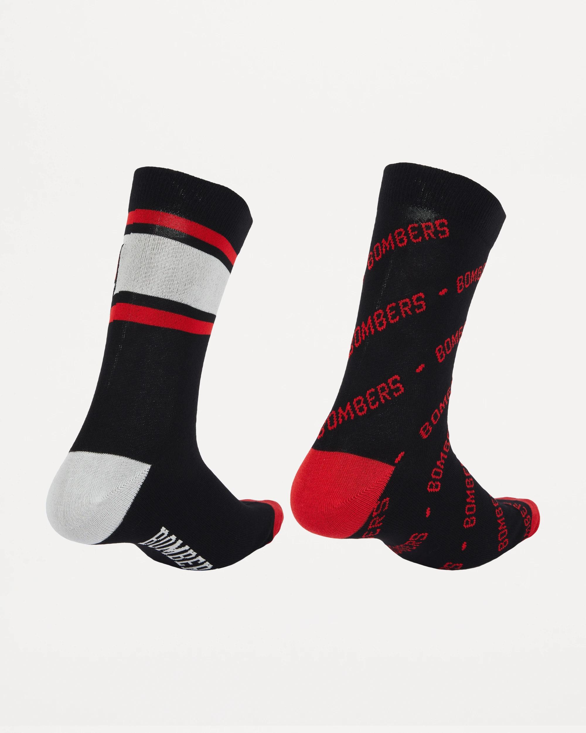 2 2 Pack Official AFL Adult Sock Set BLACK ESSENDON, 2 of 3