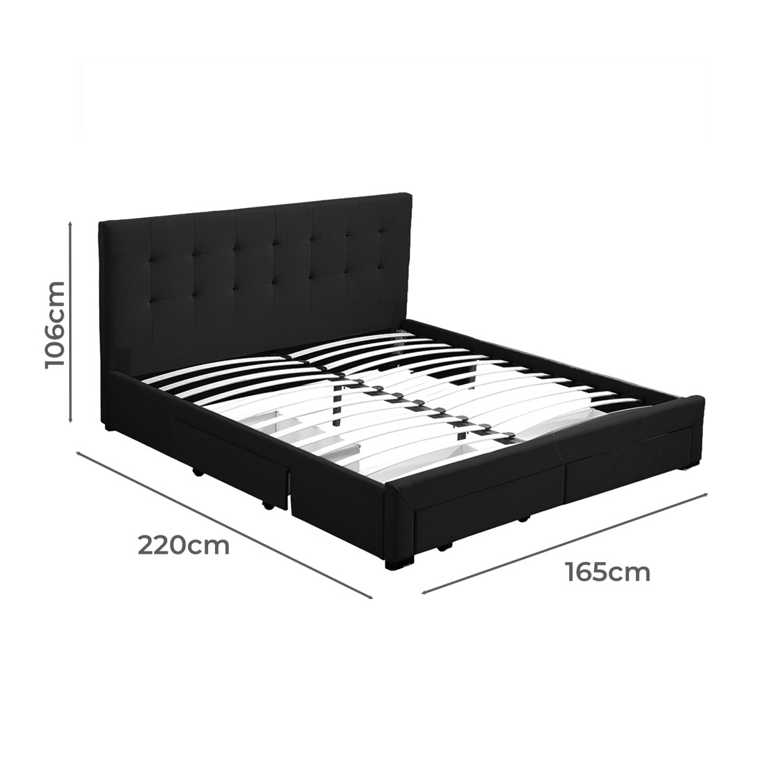 3 Levede Queen Dark Grey Storage Bed Frame, 3 of 8