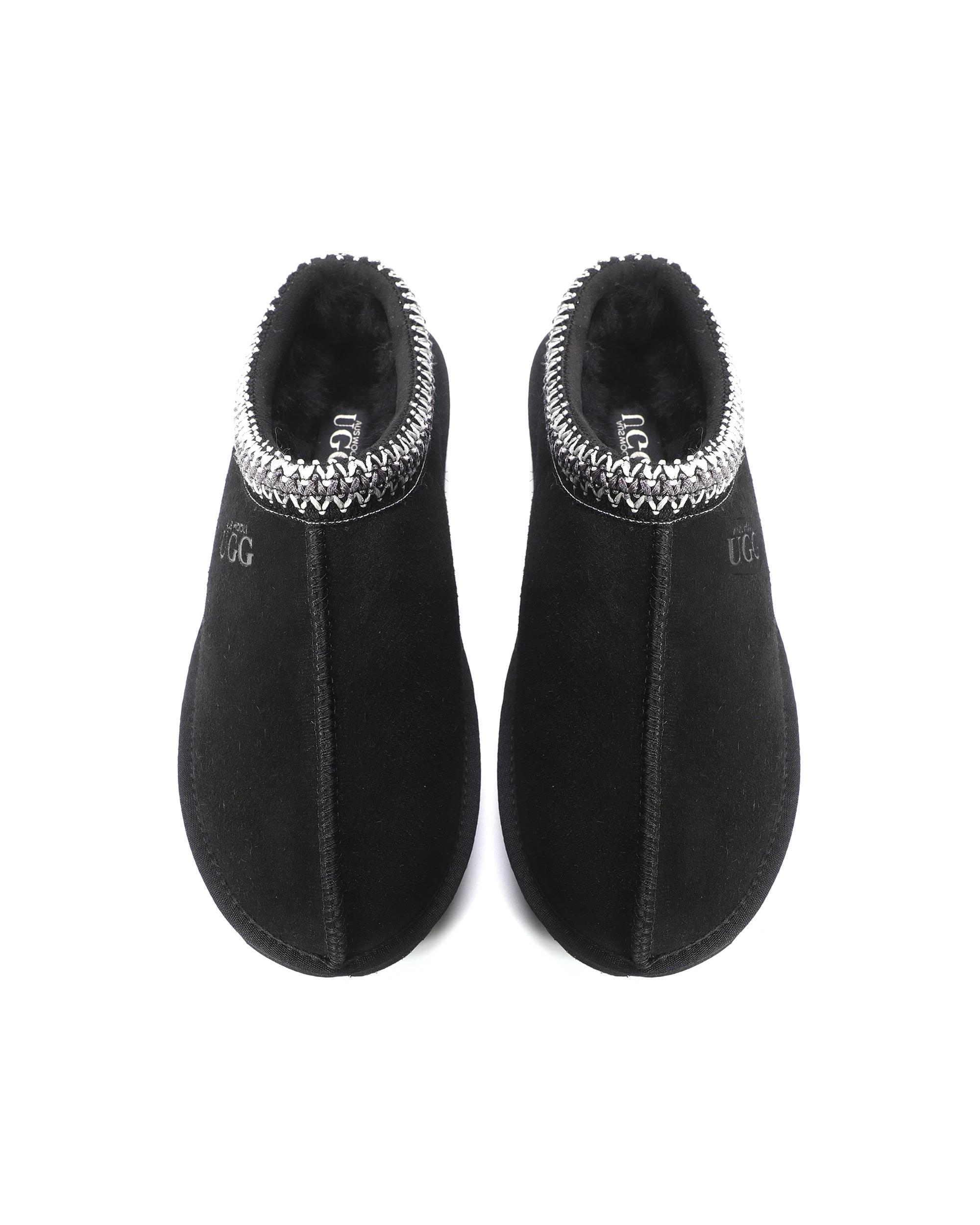 2 AUS WOOLI Sheepskin Ankle Braid Croydon UGG Slippers BLACK, 2 of 6