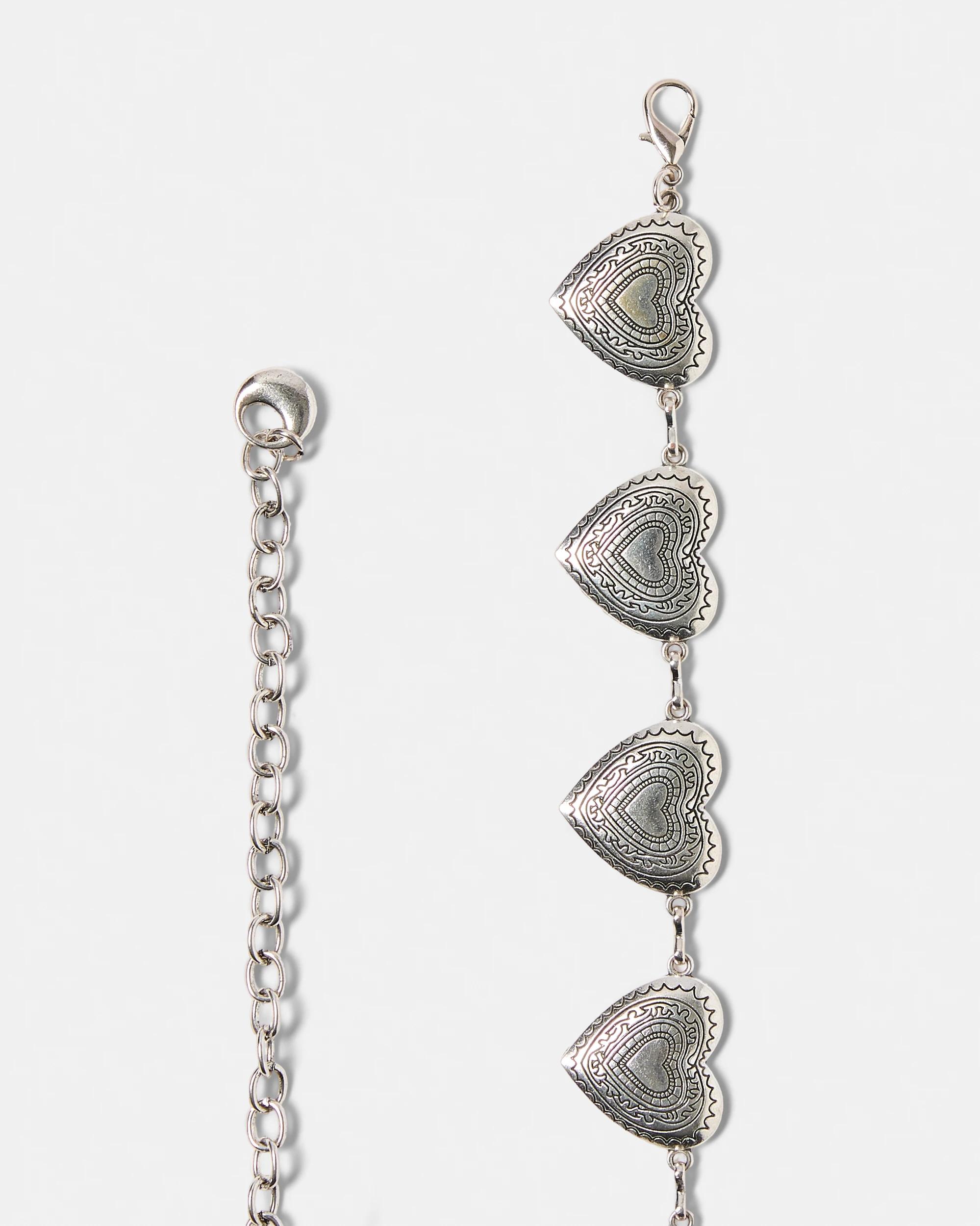 2 Heart Chain Belt Silver, 2 of 6