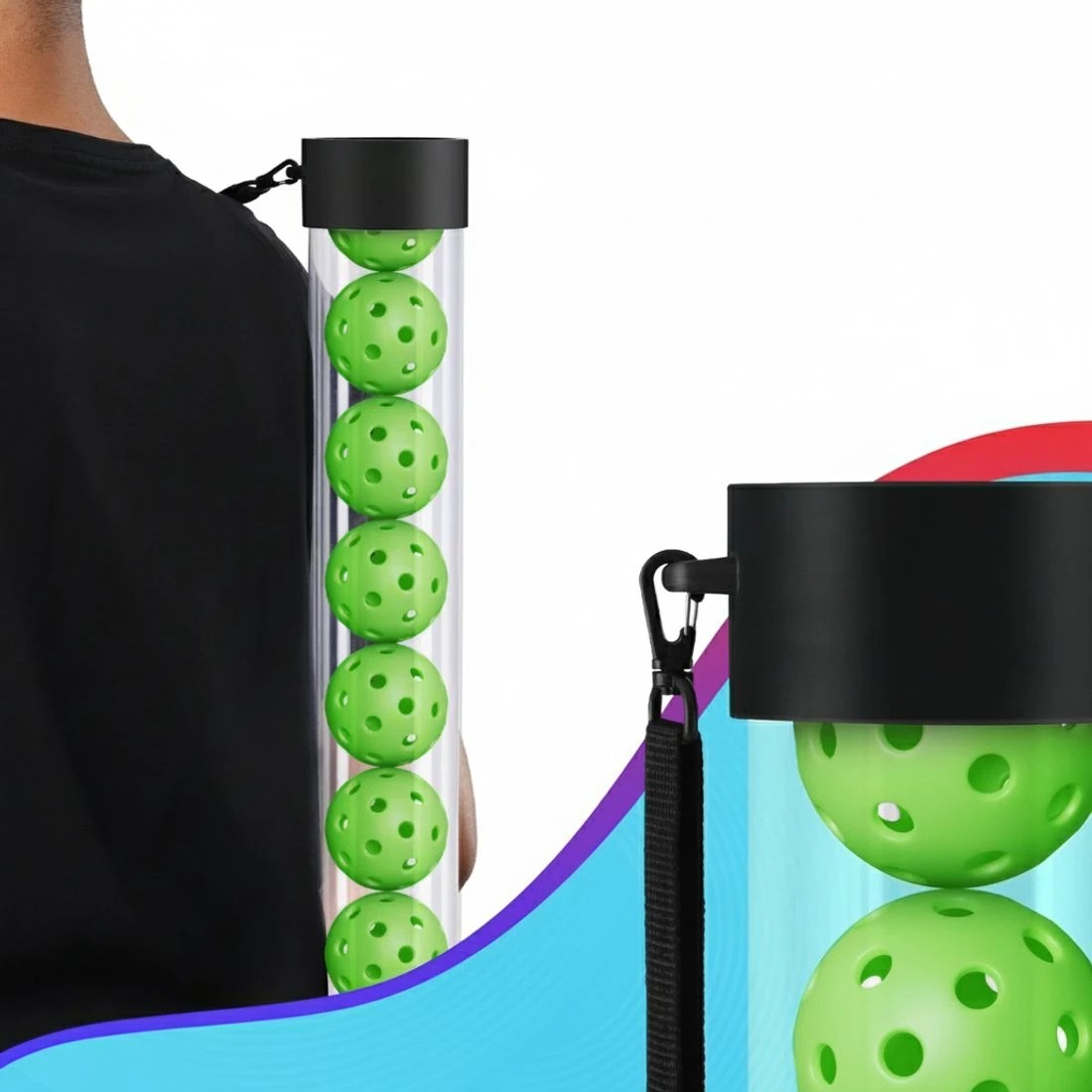 6 Everfit 12PC Pickleball Collector Set Multi-Ball Retriever Portable Storage Adjustable Strap - Green, 6 of 6