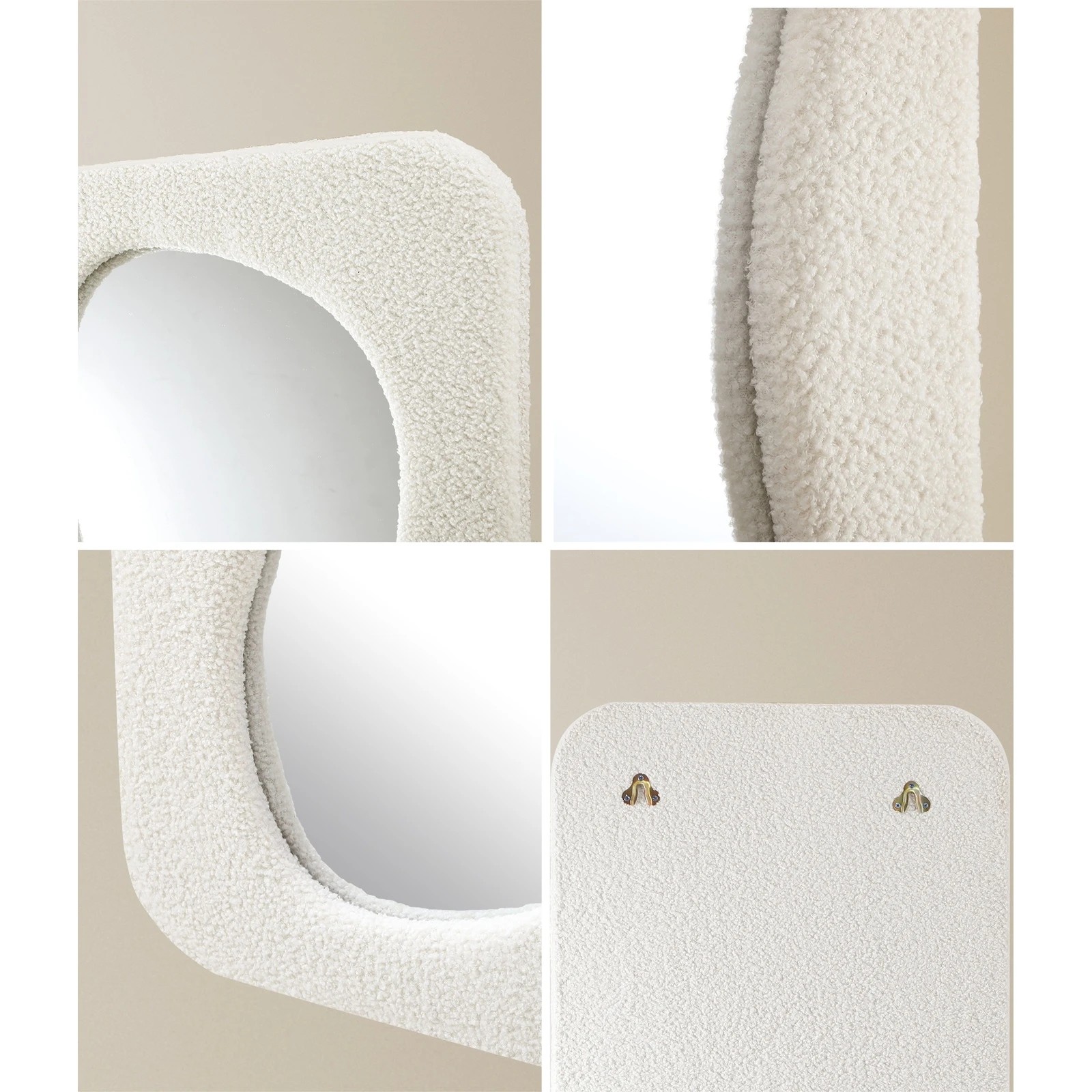 5 Oikiture Full Length Mirror 160x60cm Boucle Floor Mirrors Bedroom Living Room
 - White, 5 of 9