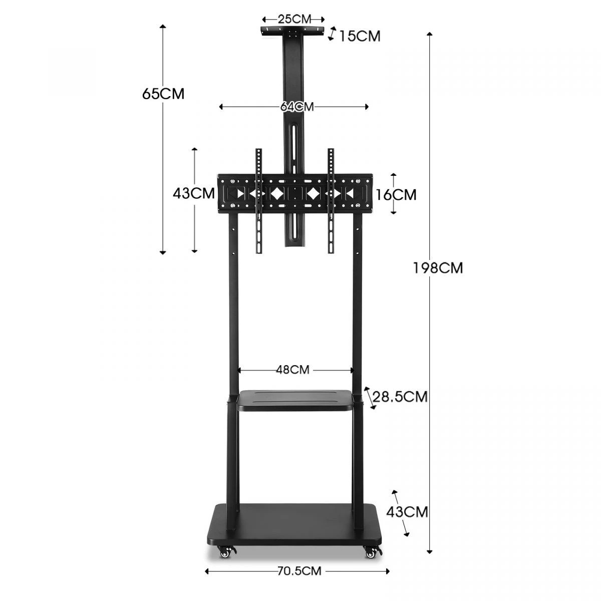 3 Ausway Mobile TV Screen Monitor Stand Mount Bracket Trolley 32-75 Inch, 3 of 7