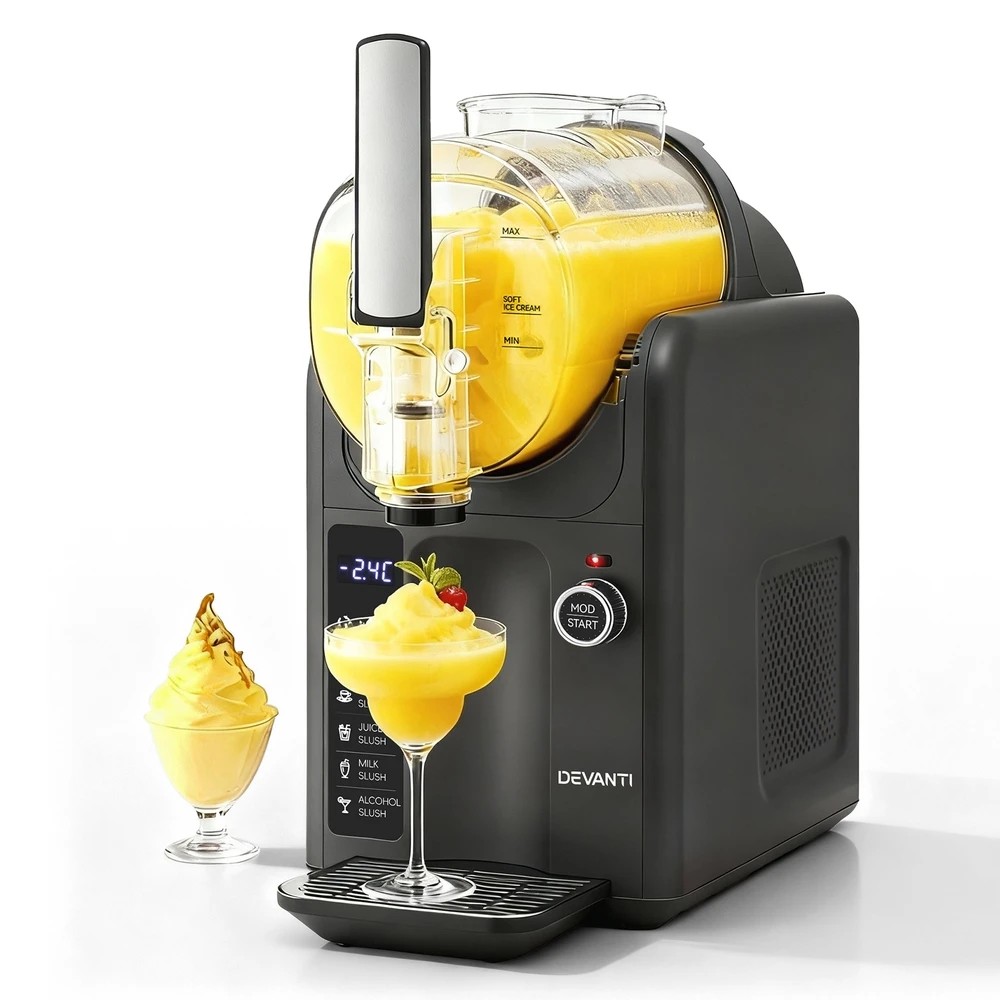 1 Devanti Slushie Machine Ice Cream Maker 2L - Grey, 1 of 8