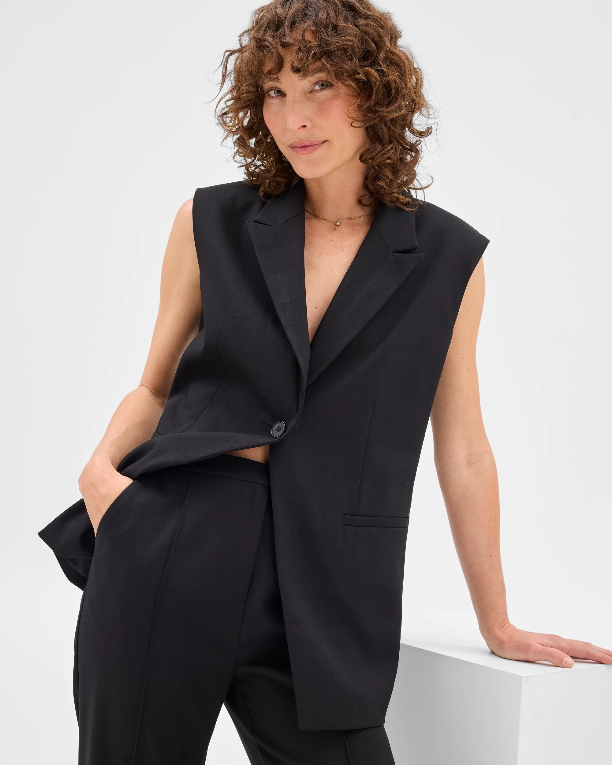 3 Sleeveless Blazer - Preview BLACK, 3 of 6