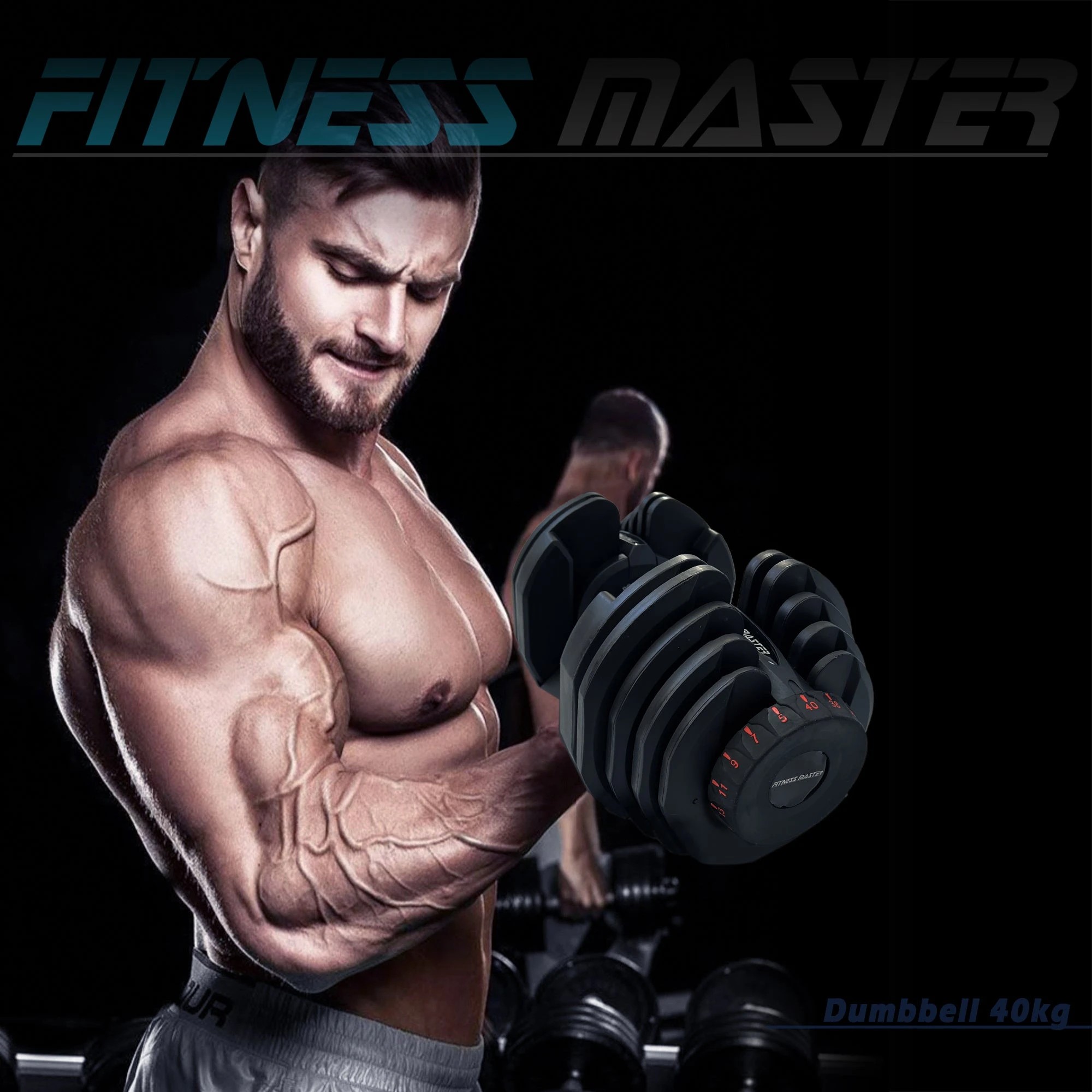 7 Fitness Master 80kg Adjustable Dumbbell Set Home Gym Exercise Equipment Weight 17 Weights 2x 40kg, 7 of 9