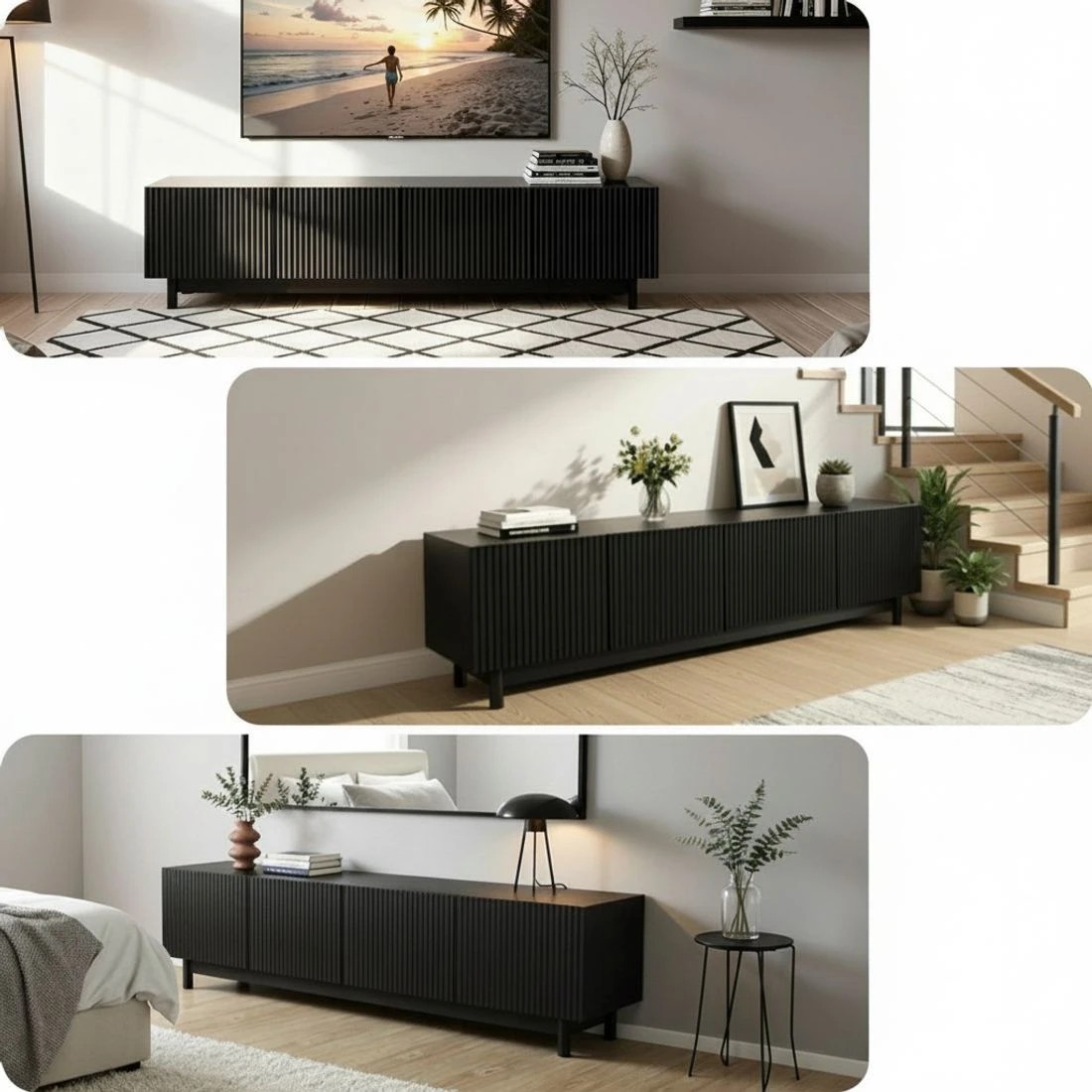 8 Artiss TV Unit Entertainment Unit Storage Cabinet 180cm - Black, 8 of 8