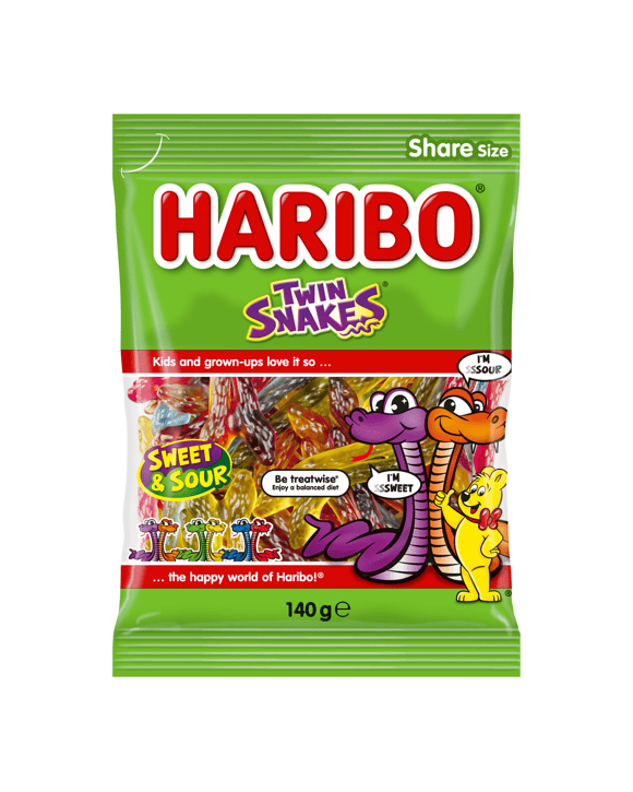 Haribo Sweet and Sour Twin Snakes 140g