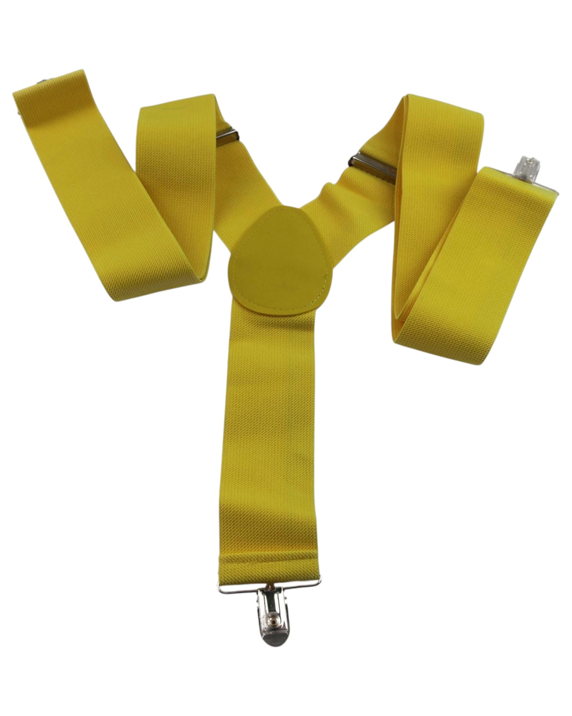 1 Zasel Mens Adjustable Extra Wide Heavy Duty 120cm Suspenders - Yellow, 1 of 3