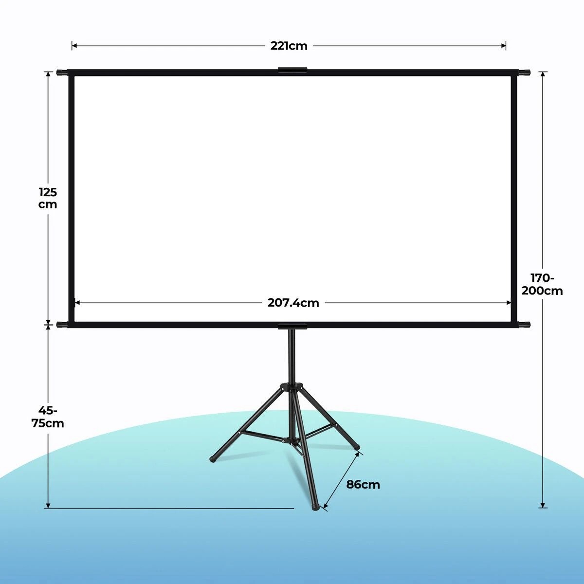 3 AUSWAY 84 Inch Projector Screen Tripod 4K Ultra HD 16:9 Large, 3 of 5
