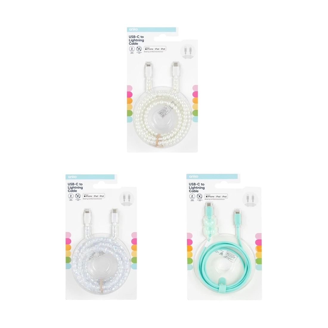 4 2m Novelty Lightning Cable - Assorted, 4 of 4