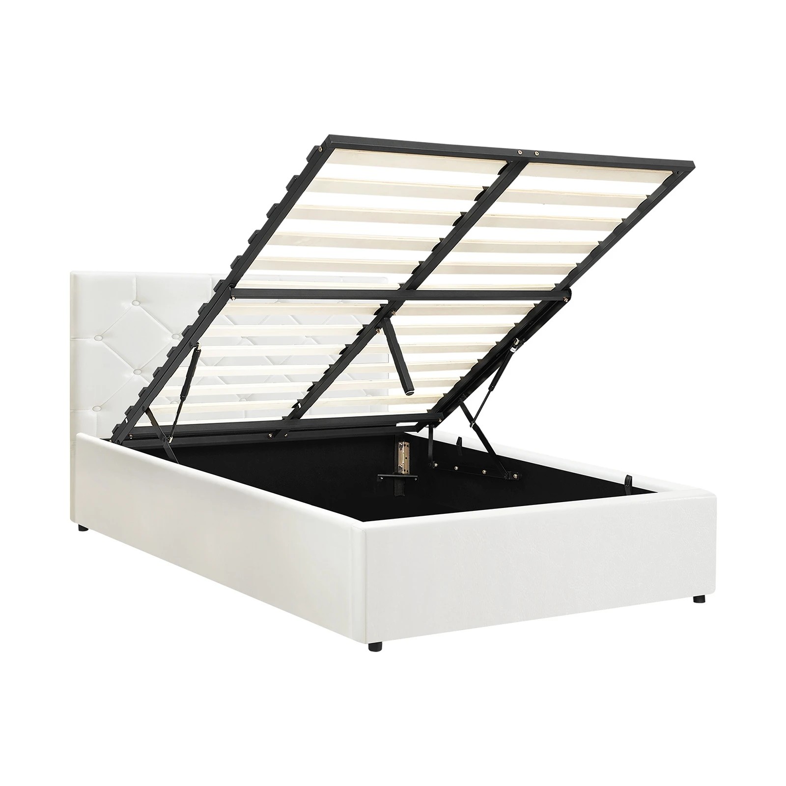 7 Oikiture King Single Bed Frame Gas Lift Storage Base
 - White, 7 of 10