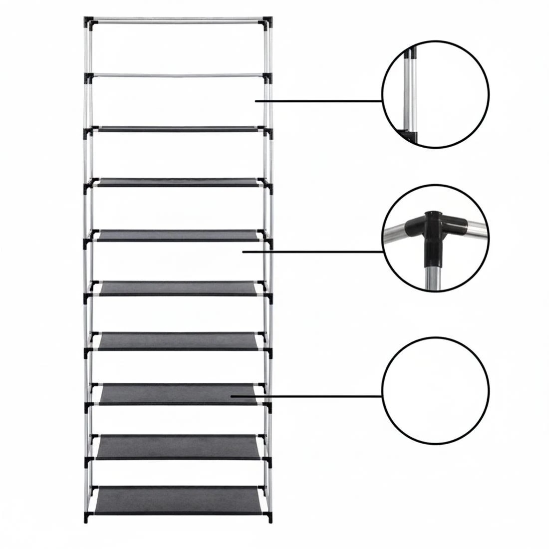 7 Artiss Shoe Rack Cabinet 10-Tier Removable Cover Dustproof Entryway Organizer Space Saving Easy Assembly - Black, 7 of 8