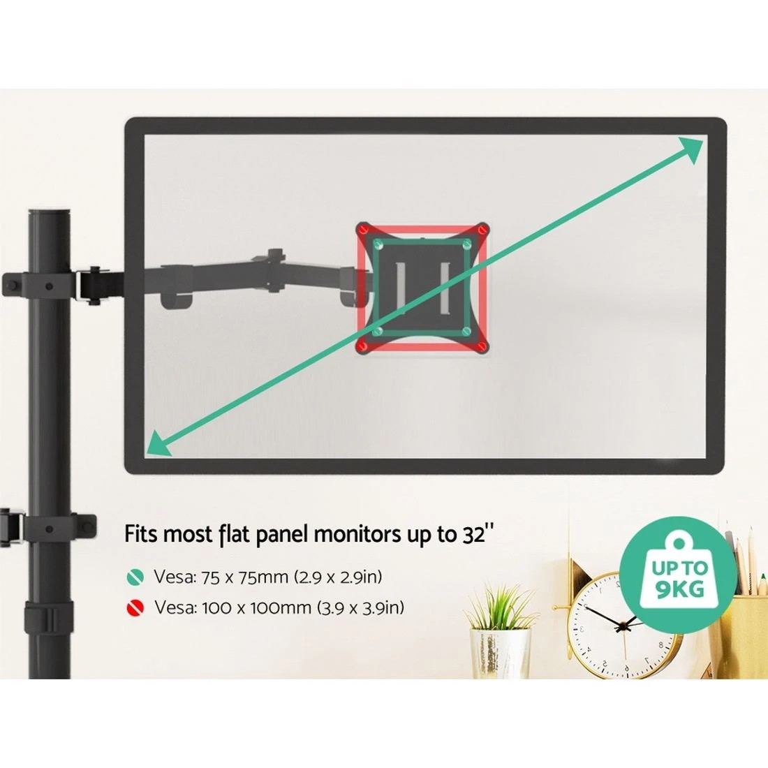 5 Artiss Monitor Arm Desk Mount Laptop Tray - Black, 5 of 7