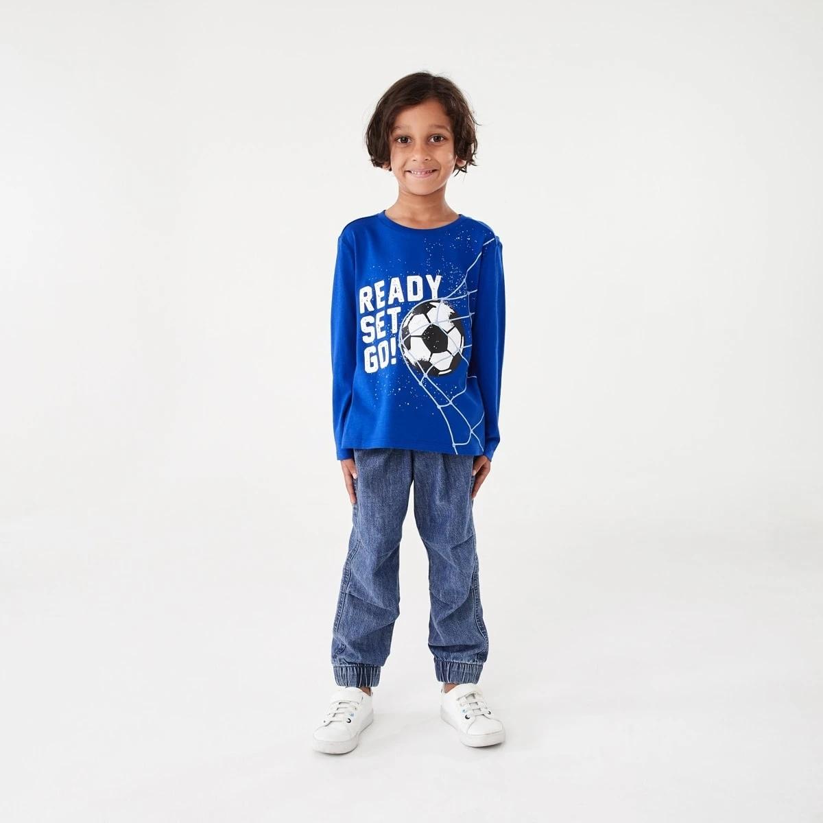 4 Long Sleeve Print T-shirt Blu Soccer, 4 of 7