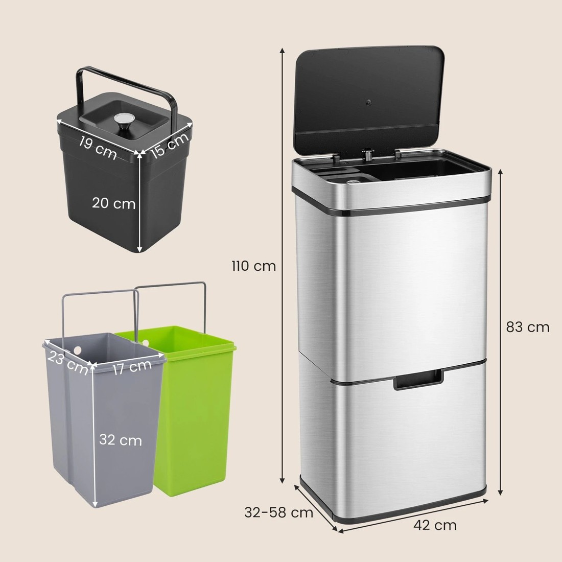 3 Costway 72L Motion Sensor Rubbish Bin Trash Can, 3 of 4