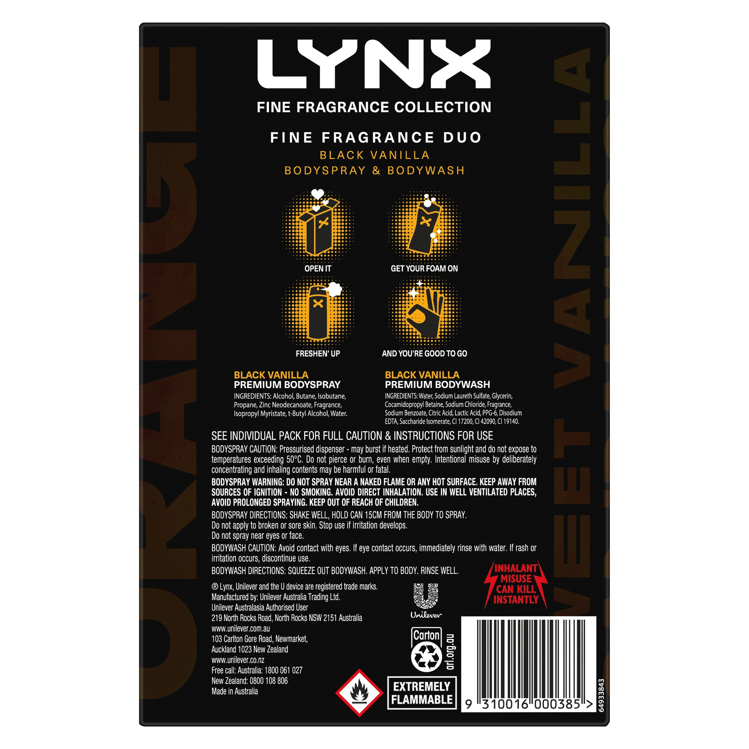 2 LYNX Fine Fragrance Duo Collection - Black Vanilla, 2 of 3