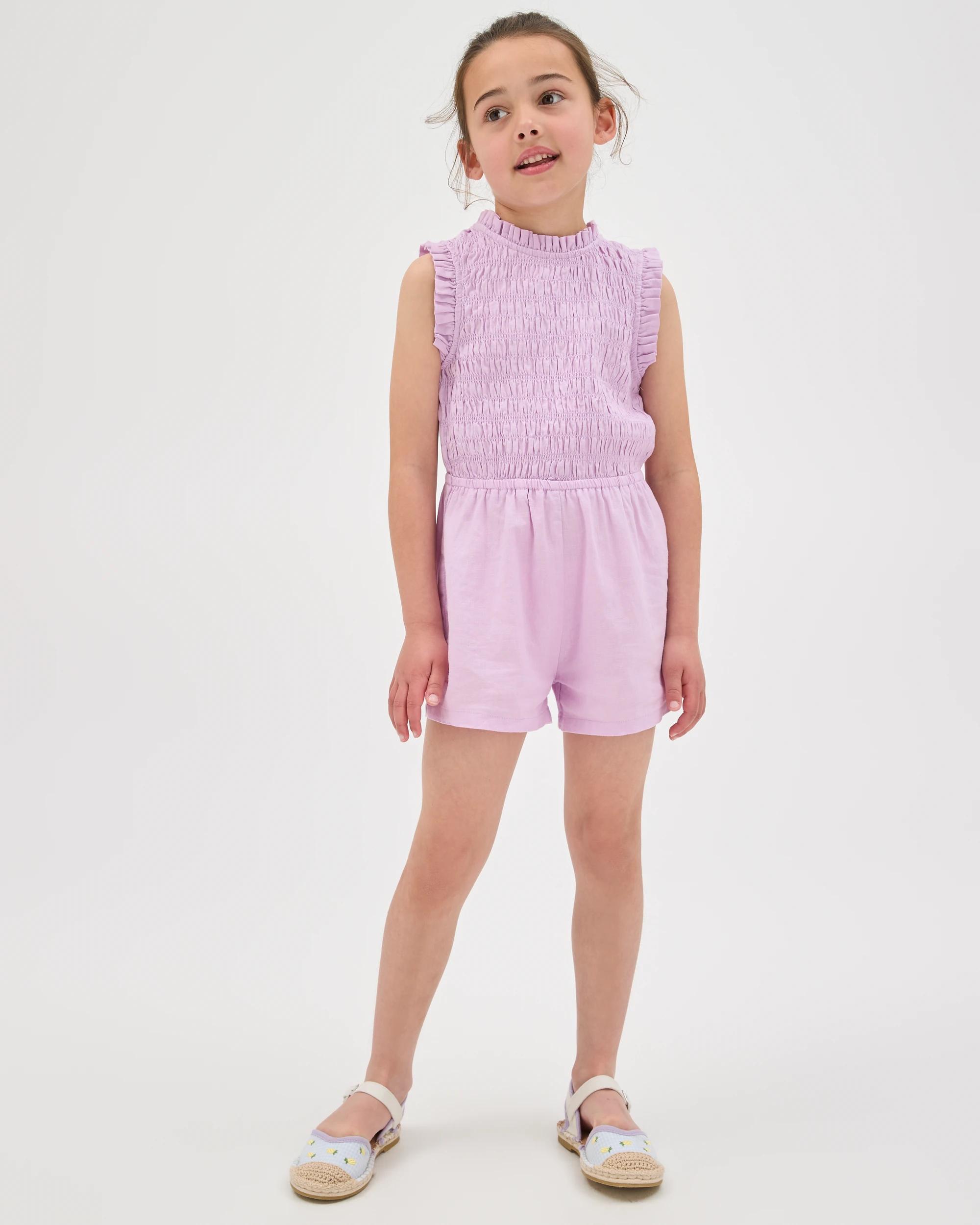 2 Target Kids Linen Blend Sleeveless Playsuit LIGHT PURPLE, 2 of 7