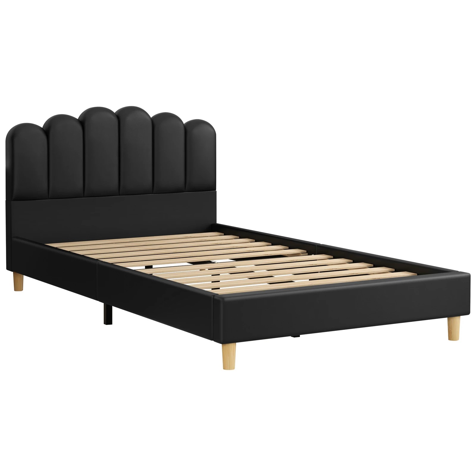 10 Alfordson Bed Frame King Single Upholstered Platform Base Leather Tania - Black, 10 of 10
