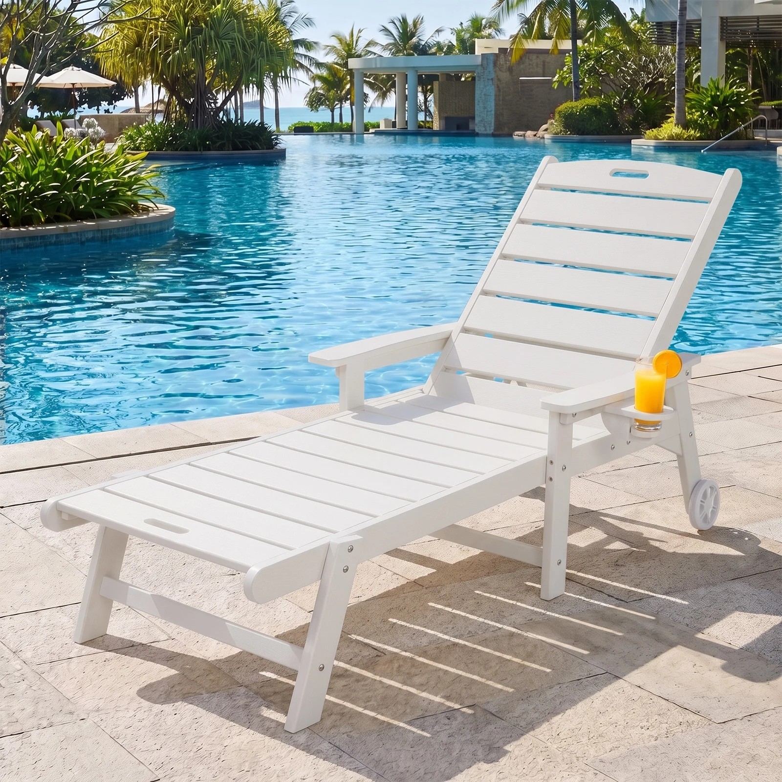 Livsip HDPE Sun Lounge Adjustable Outdoor Lounger Beach Chair with ...