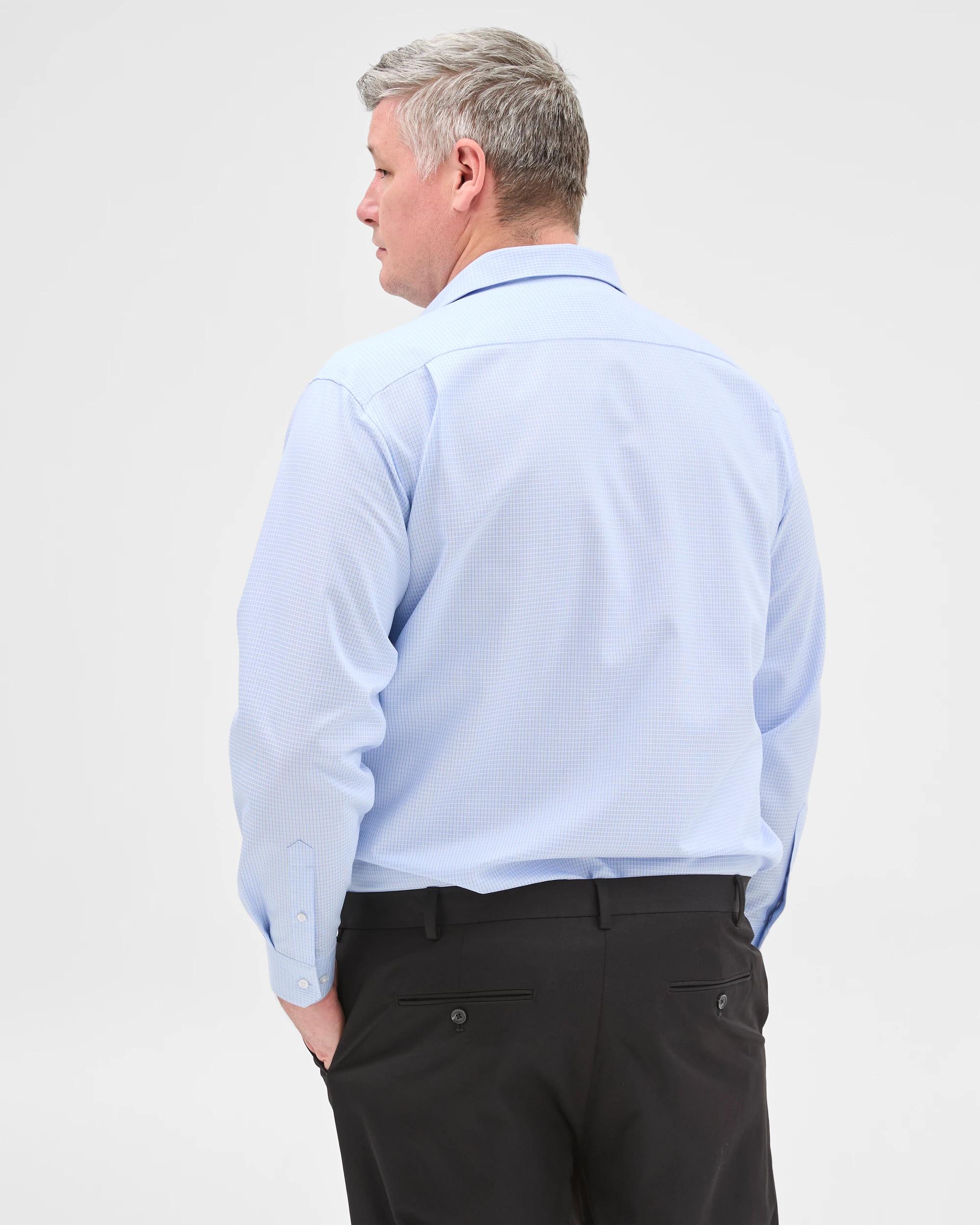 6 Target Man Plus Plus Size Australian Cotton Business Shirt BLUE CHECK, 6 of 6