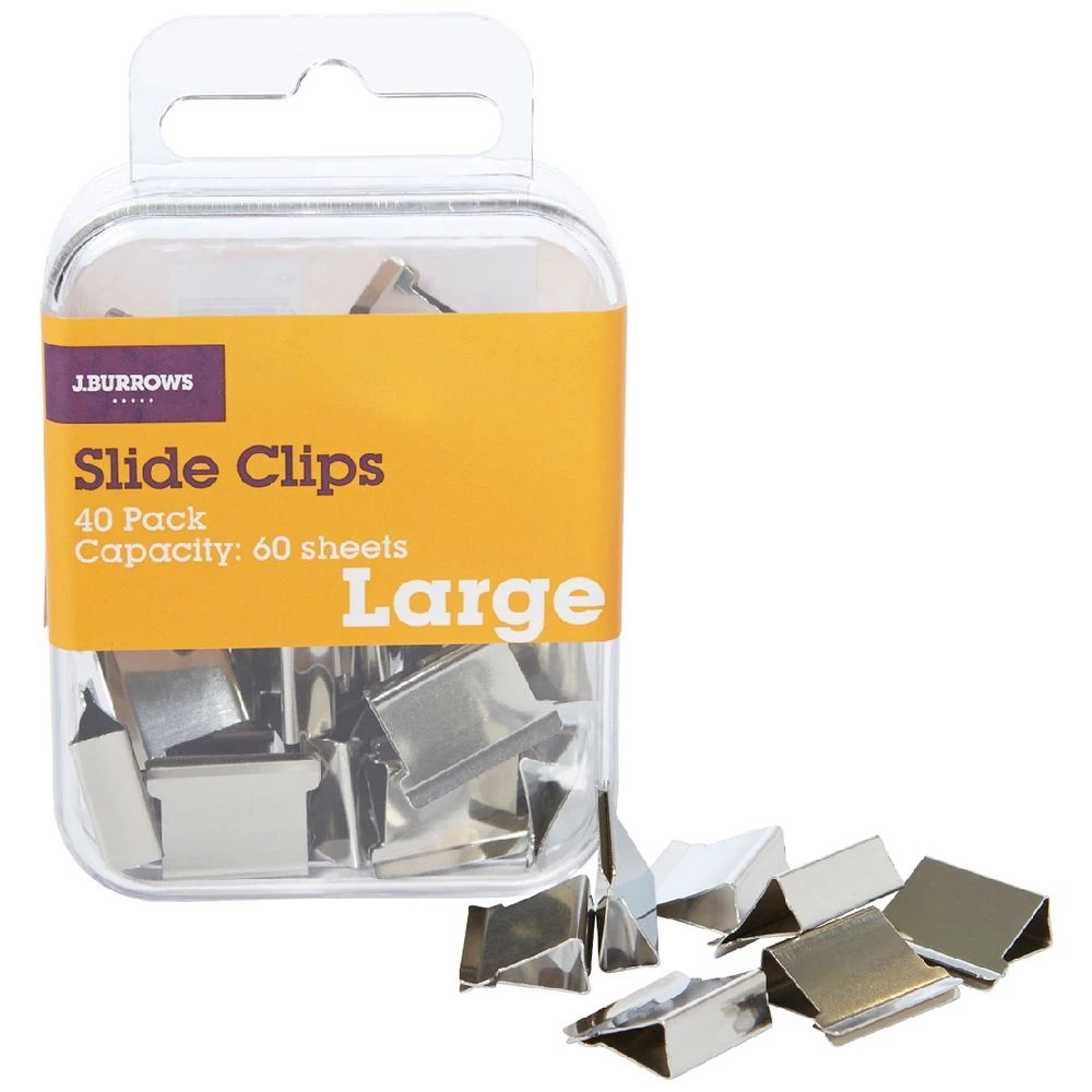 1 J.Burrows Slide Clips Refills Large Silver 40 Pack, 1 of 3