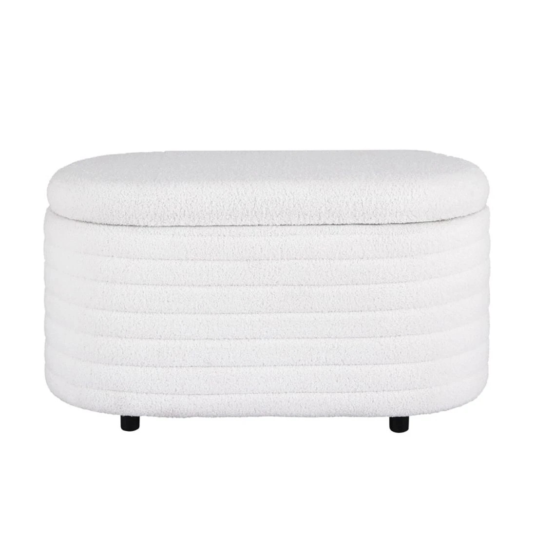 4 Artiss Storage Ottoman Blanket Box 87cm Boucle Fabric Oval - White, 4 of 4