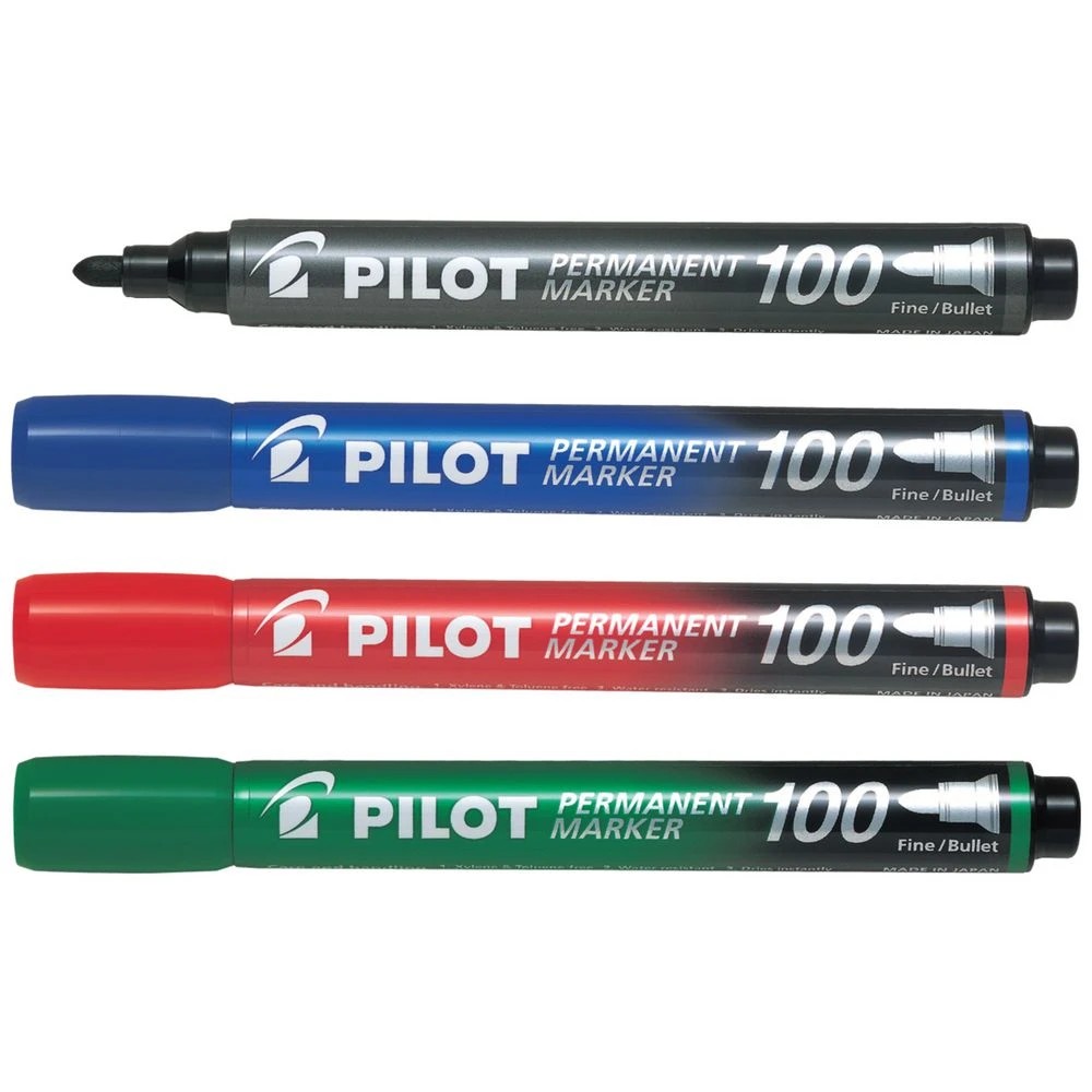 3 PILOT SCA100 Permanent Marker Bullet 1mm Assorted 4 Pack, 3 of 6