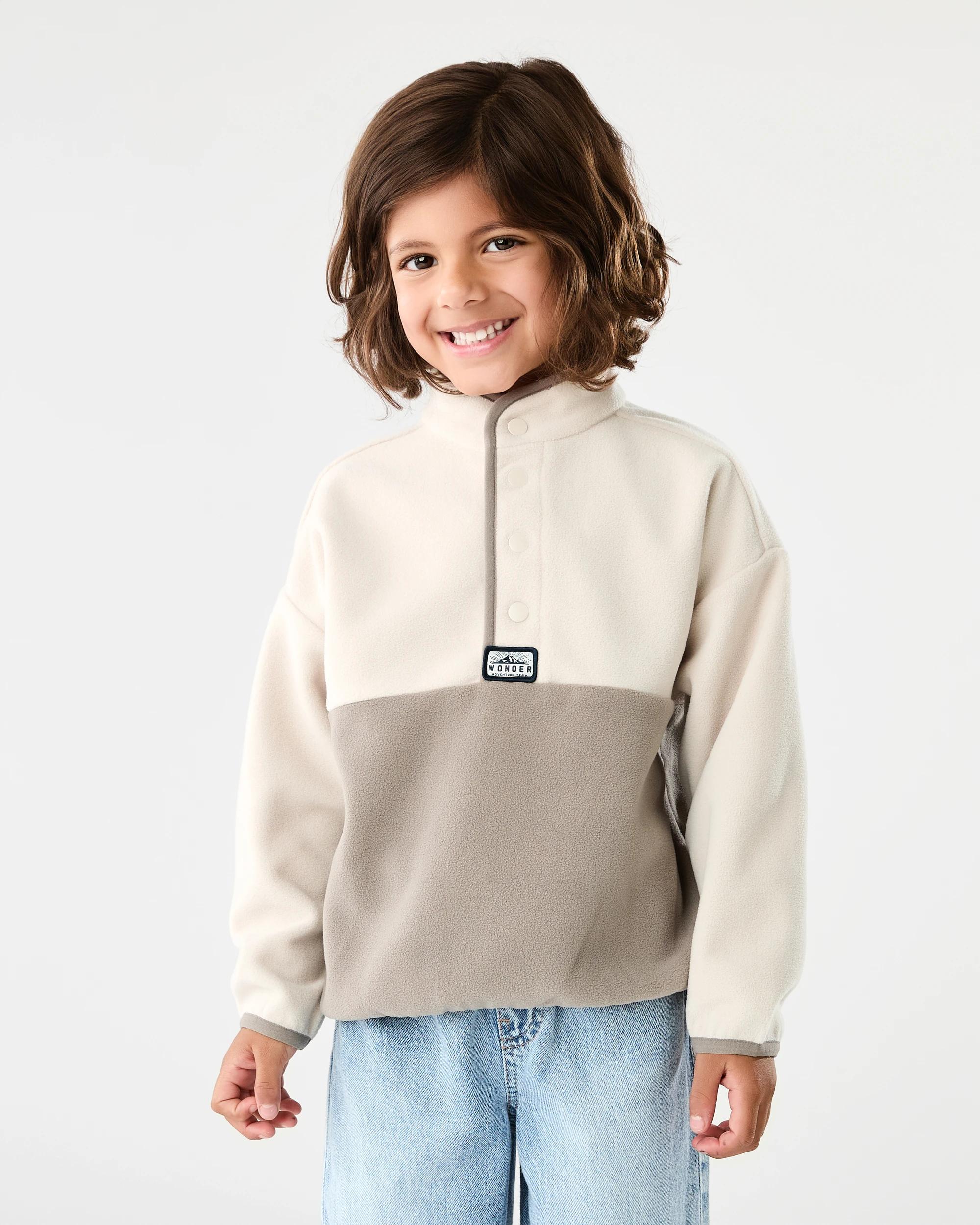 1 Polar Fleece Button Up Sweatshirt Brn Cnder, 1 of 7