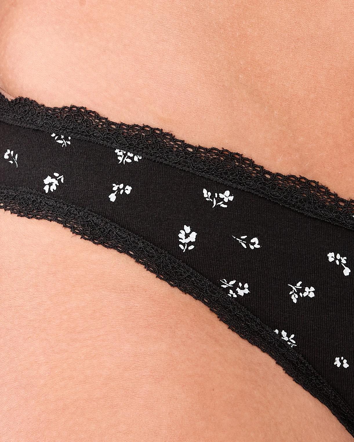 8 2 Pack Cotton Lace Trim Bikini Briefs Blk Frlblk, 8 of 9